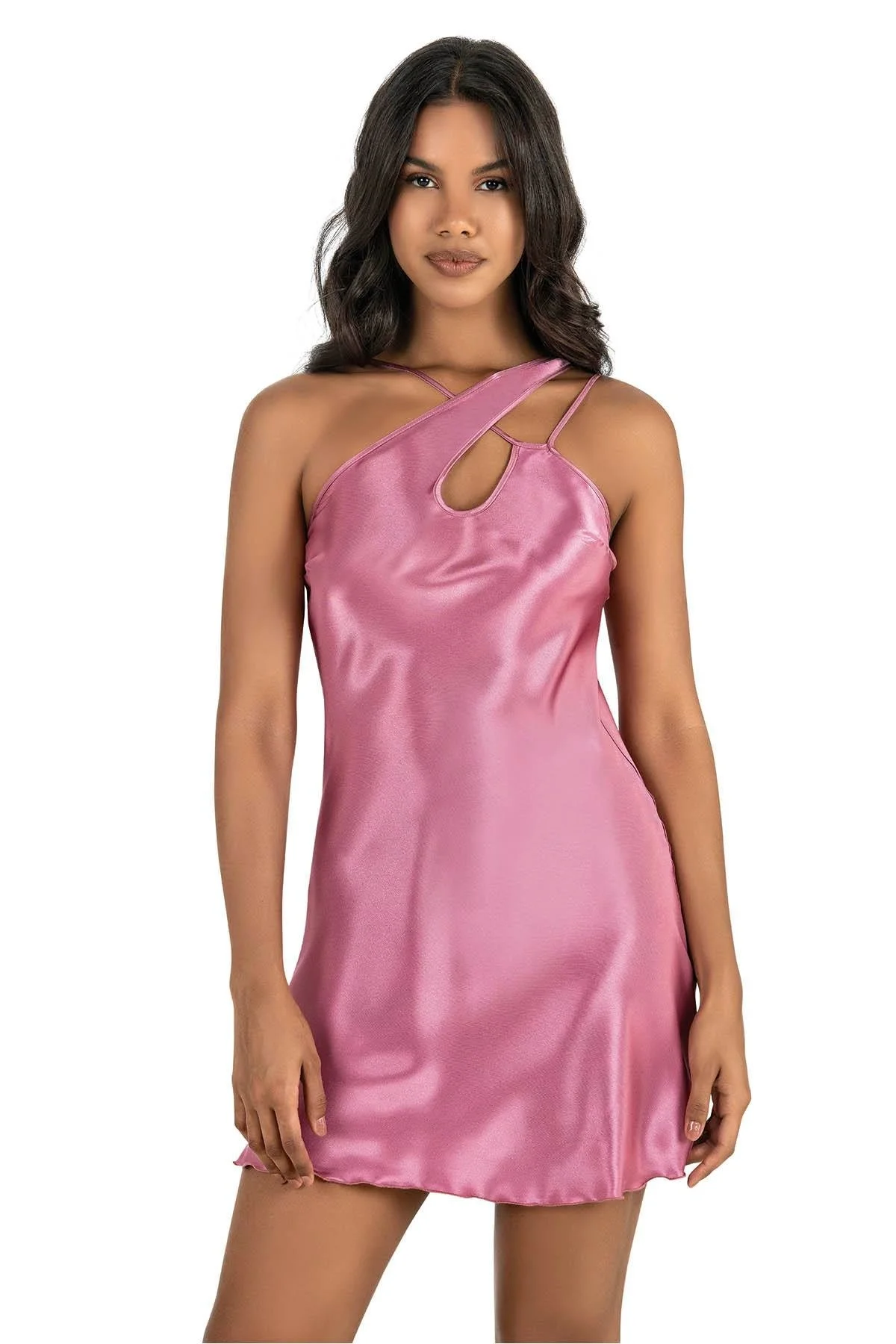 Ahu Primoda Gülkurusu Kısa Saten Gecelik 8207 Gecelik Toptan