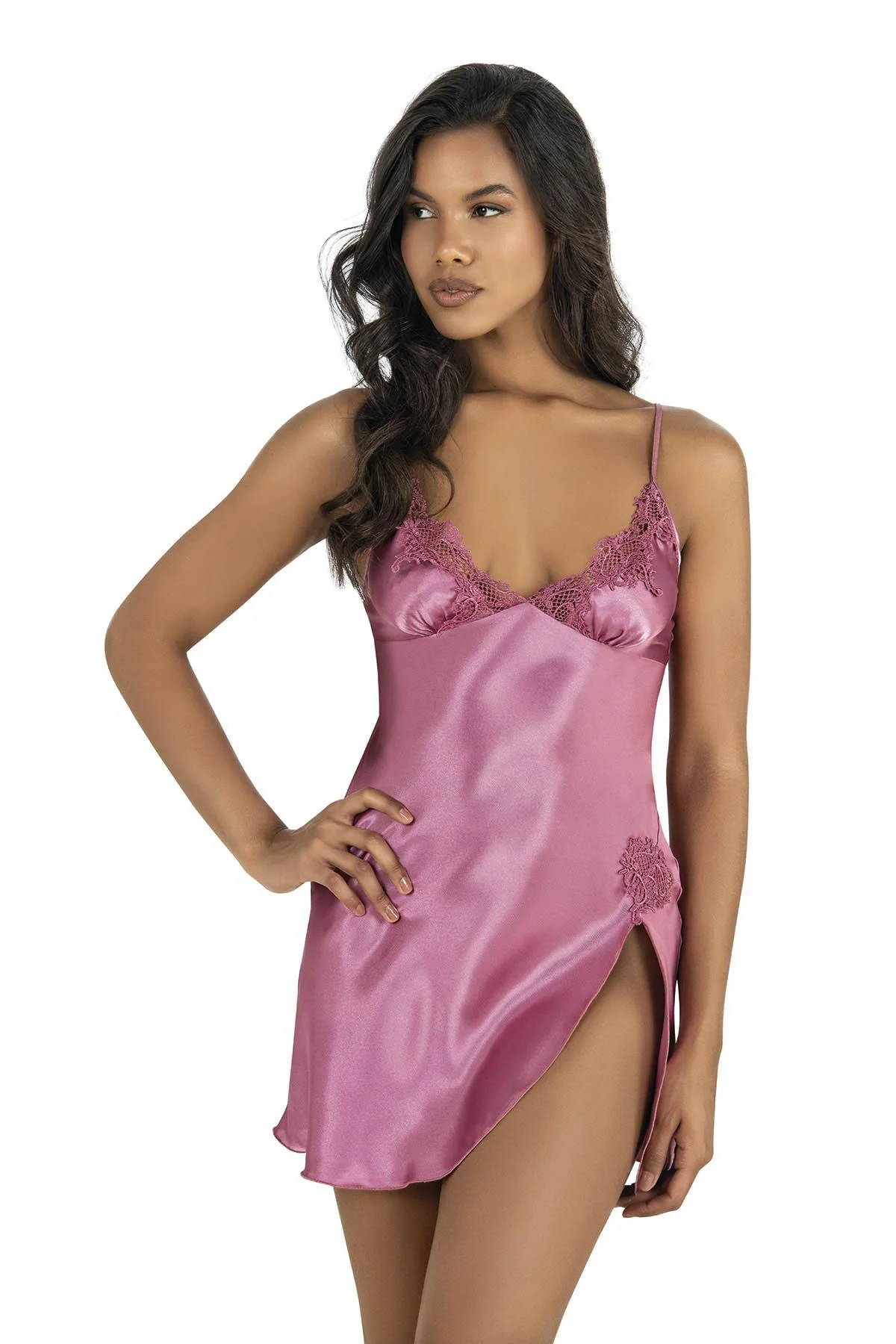 Ahu Primoda Gülkurusu Kısa Saten Gecelik 8242 Gecelik Toptan