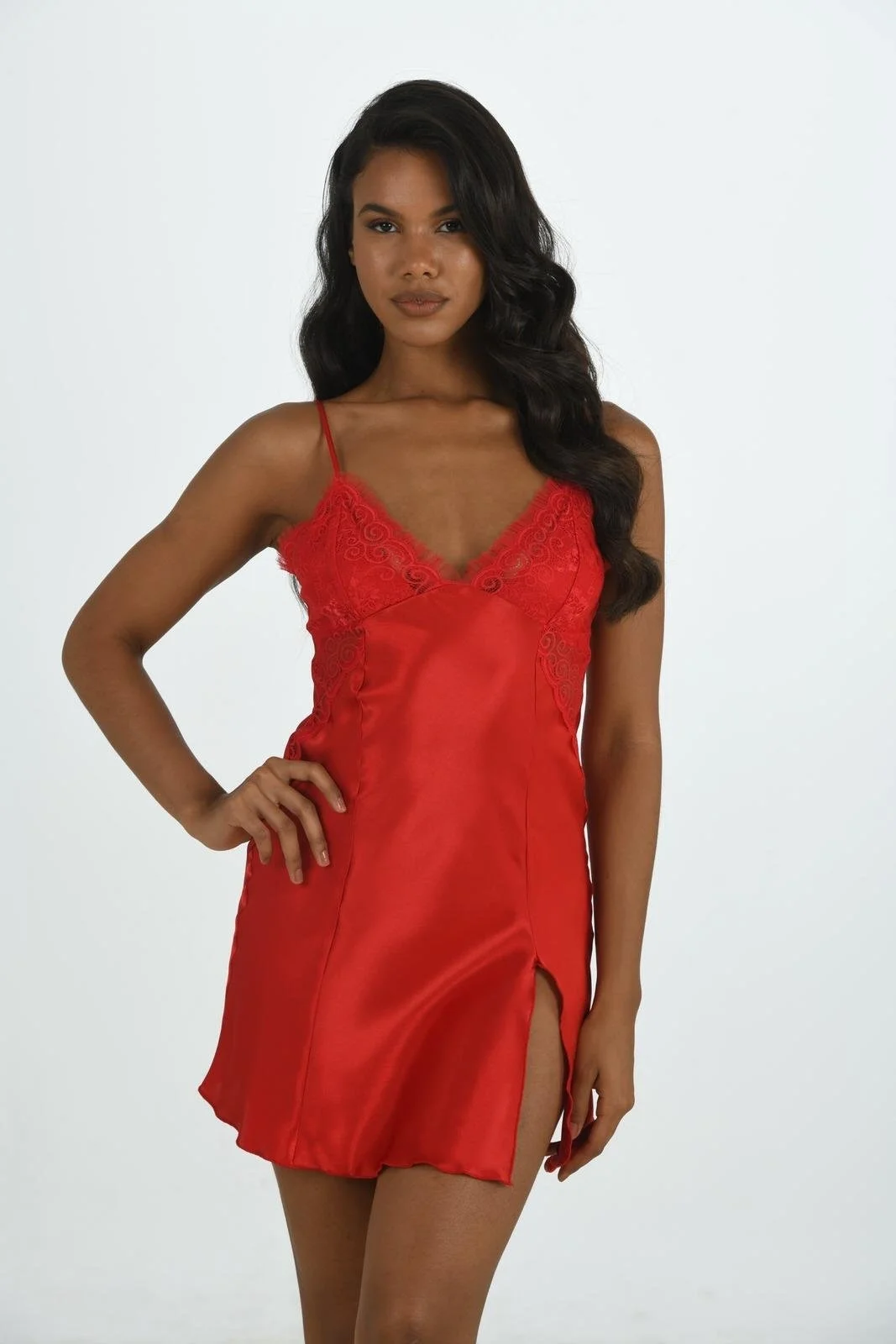 Ahu Primoda Kırmızı Kısa Saten Gecelik 8200 Gecelik Toptan