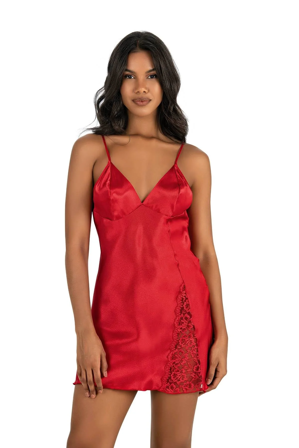 Ahu Primoda Kırmızı Kısa Saten Gecelik 8234 Gecelik Toptan