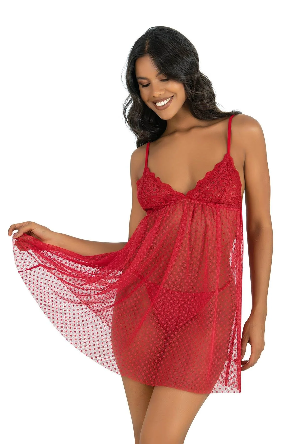 Ahu Primoda Kırmızı Kısa Tül Gecelik 4243 Gecelik Toptan