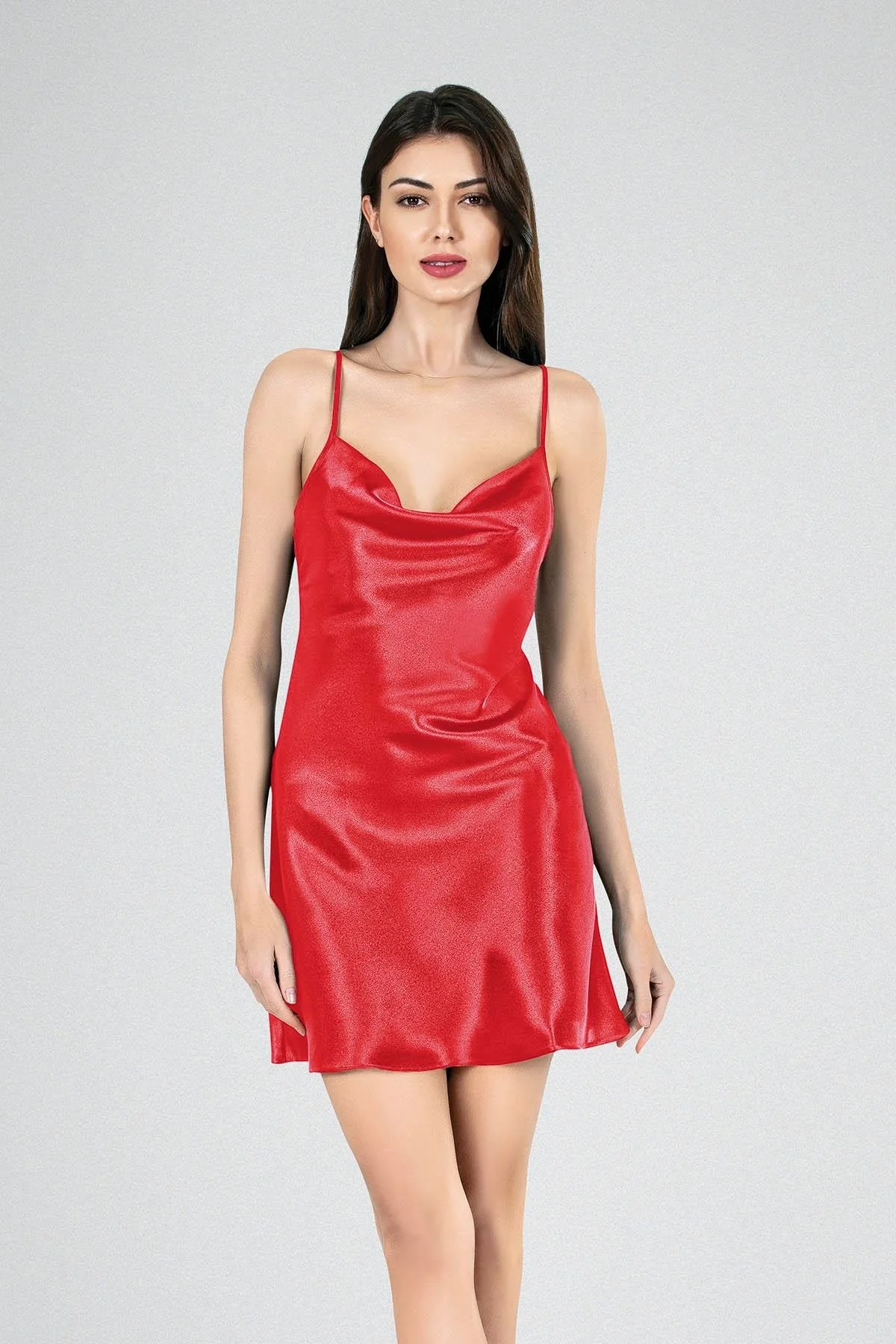 Ahu Primoda Kısa Gecelik Degaje Kırmızı 7740 Gecelik Toptan