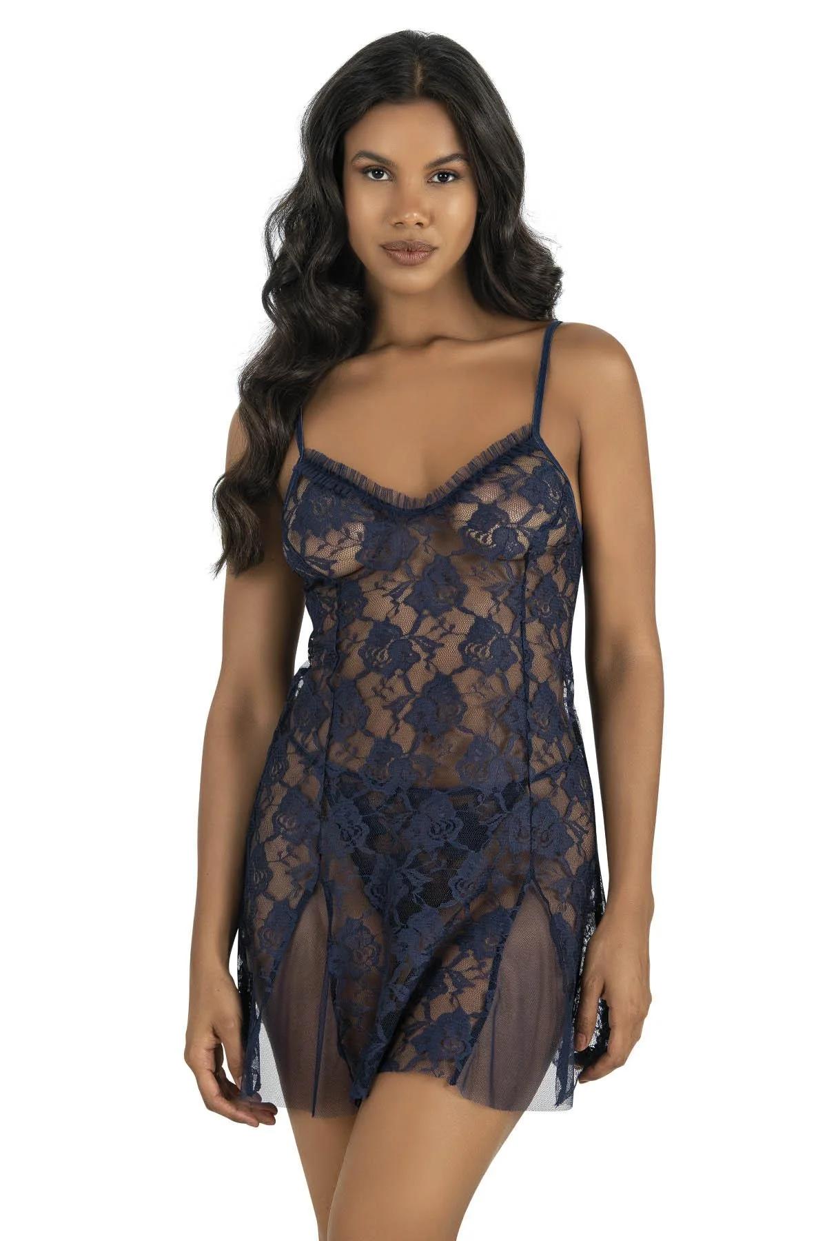 Ahu Primoda Lacivert Kısa Tül Gecelik 4213 Gecelik Toptan