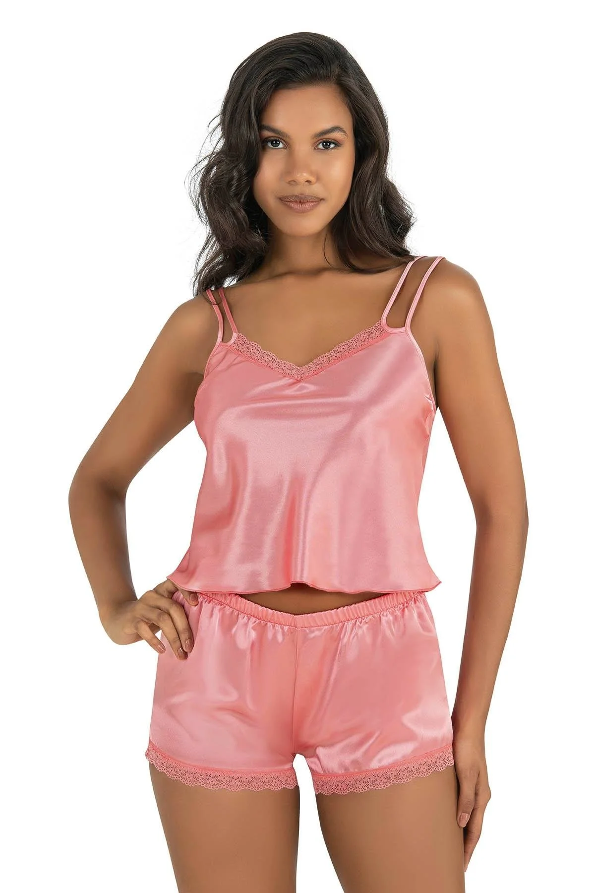 Primoda Mercan Saten Şort Takımı 9210