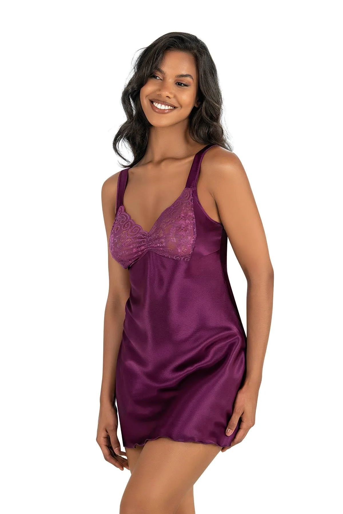 Ahu Primoda Mor Kısa Saten Gecelik 8244 Gecelik Toptan