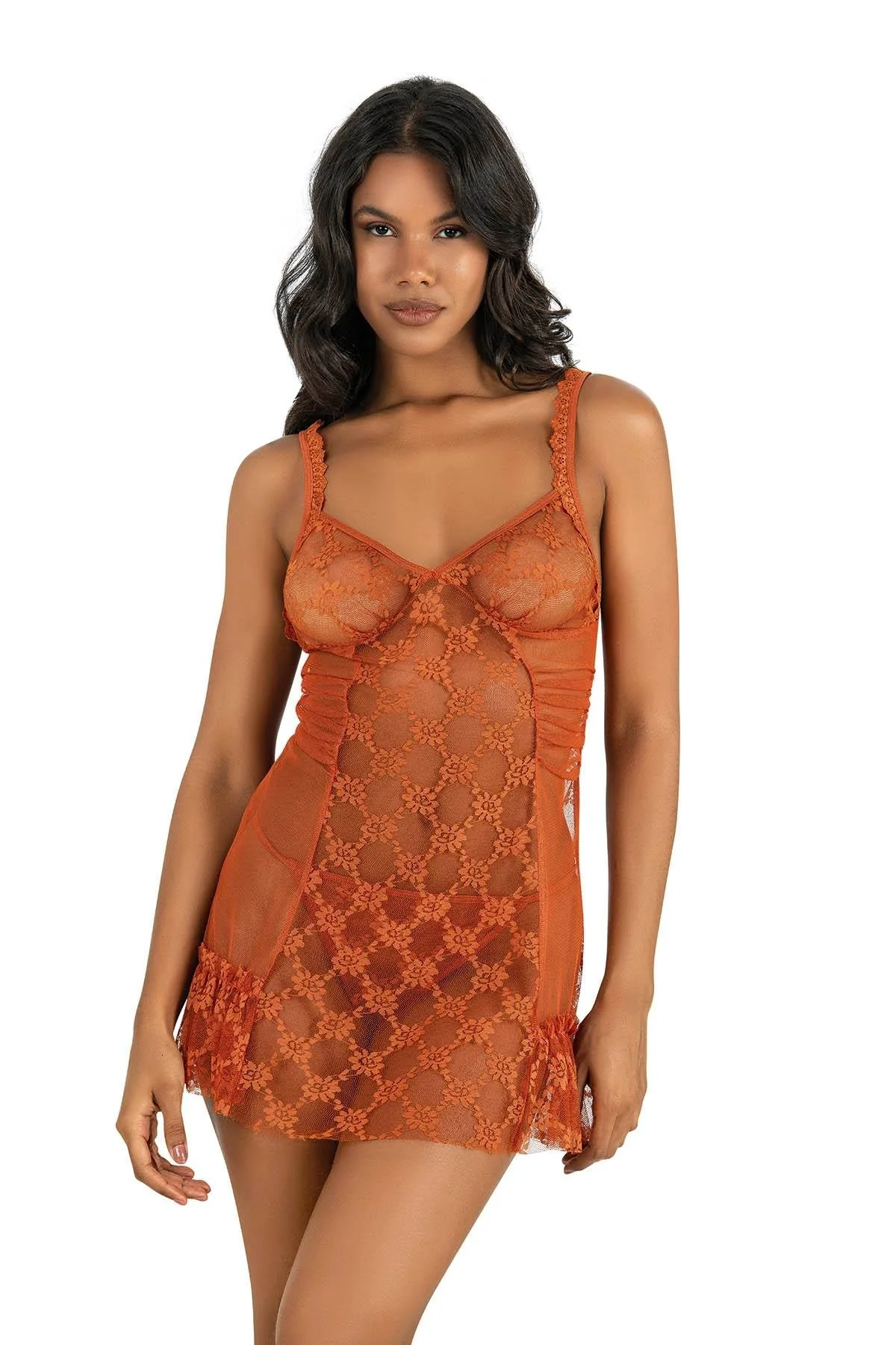 Ahu Primoda Oranj Kısa Tül Gecelik 4224 Gecelik Toptan