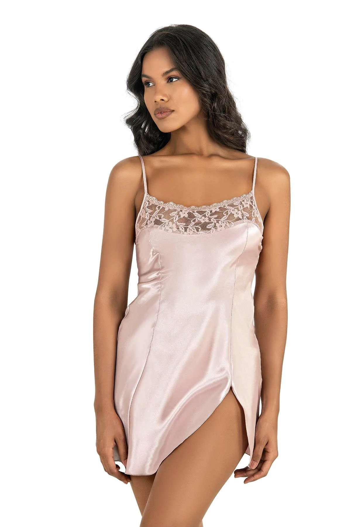 Ahu Primoda Pudra Kısa Saten Gecelik 8217 Gecelik Toptan