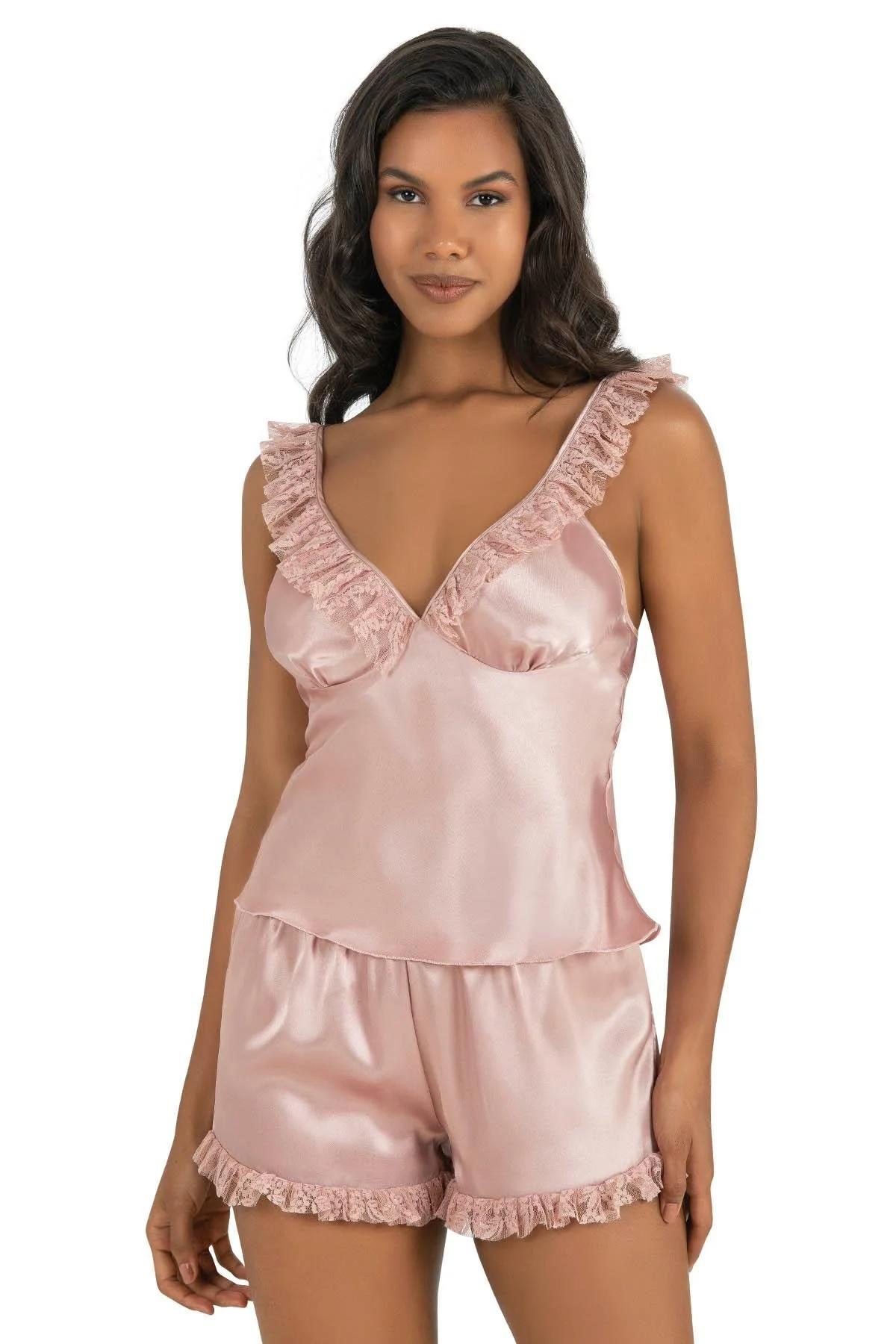 Ahu Primoda Pudra Saten Şort Takımı 9201 Şort Takım Toptan