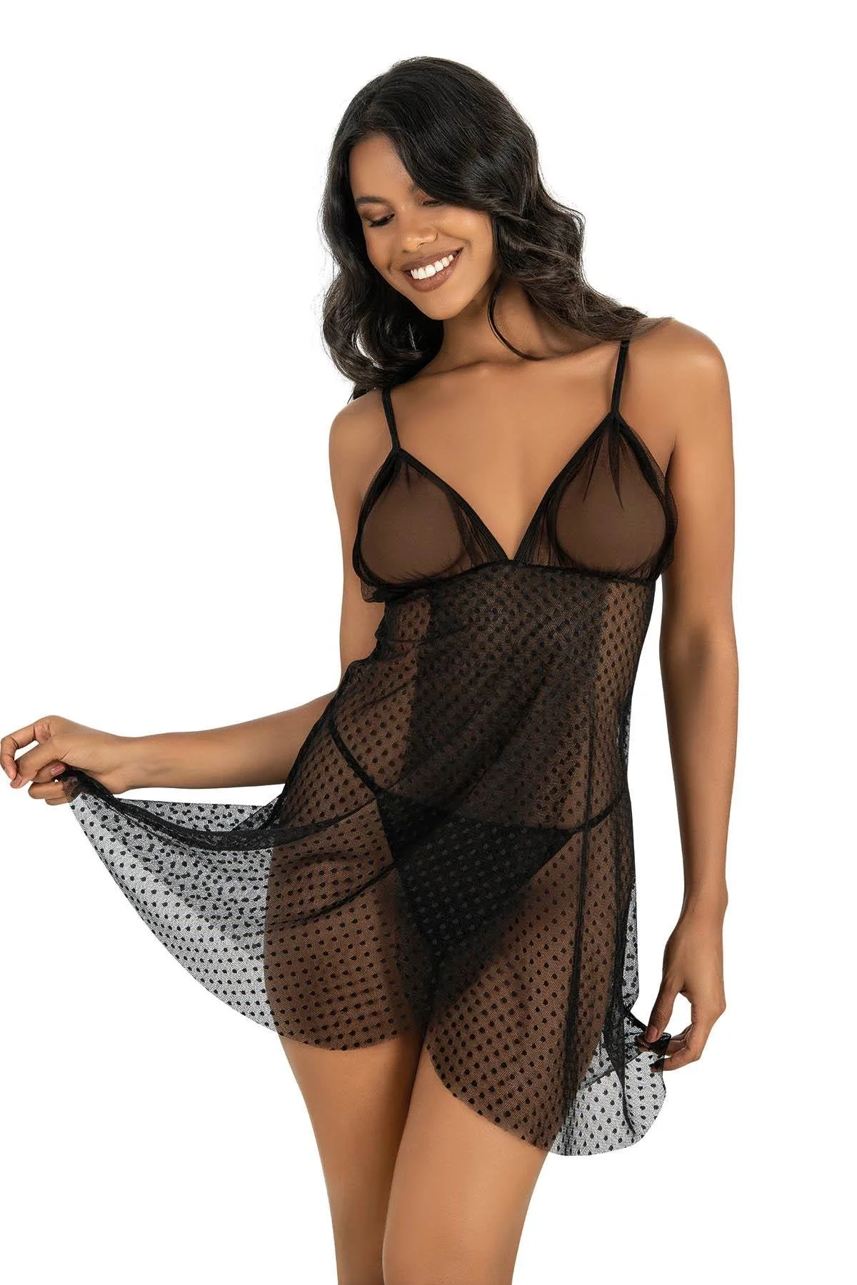 Primoda Siyah Kısa Tül Gecelik 4226