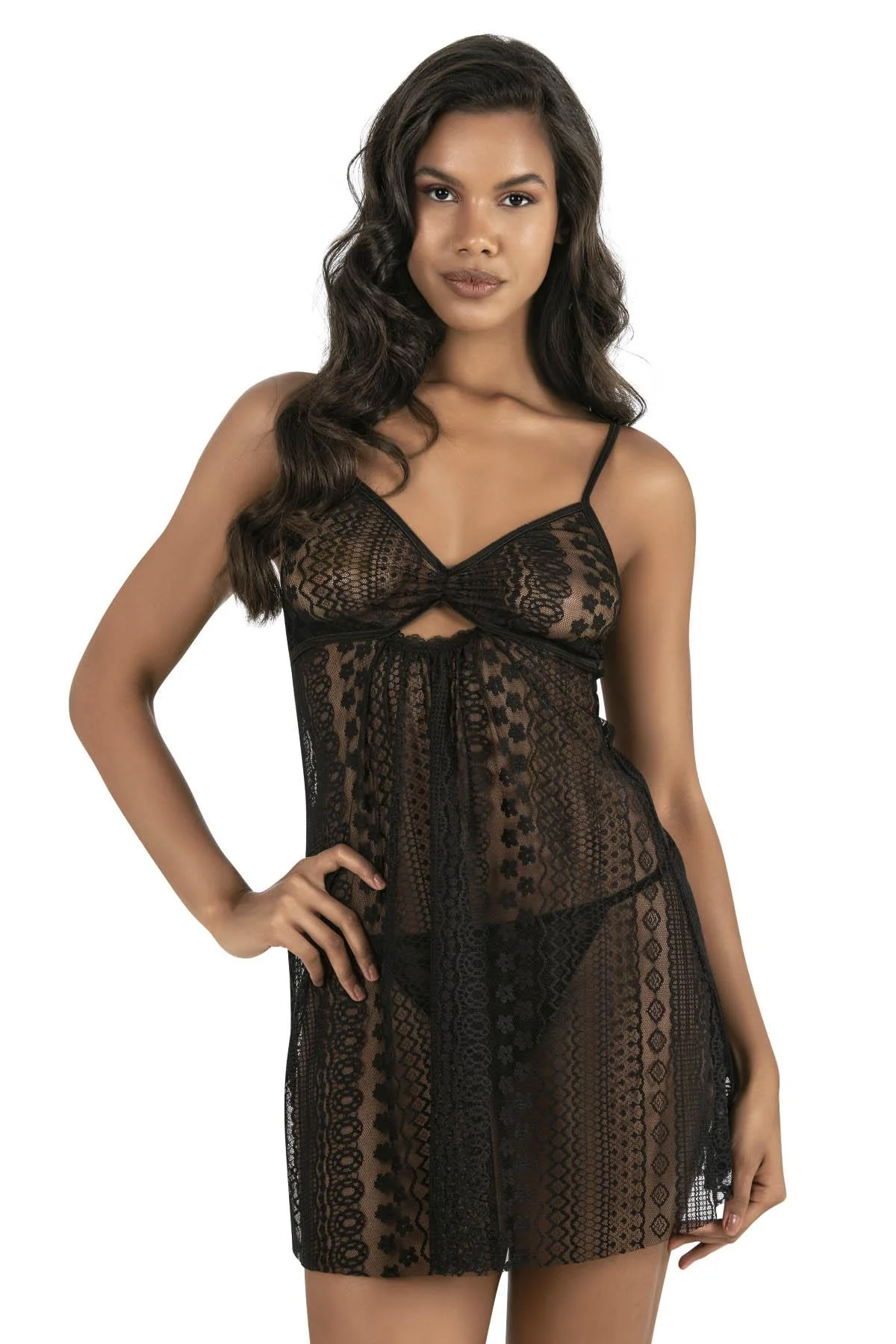 Ahu Primoda Siyah Kısa Tül Gecelik 4232 Gecelik Toptan