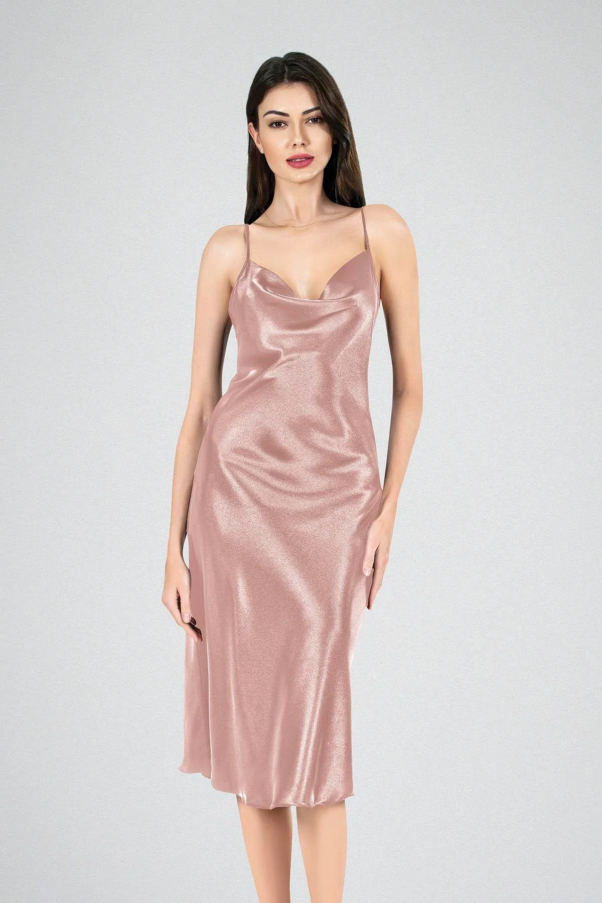 Ahu Primoda Uzun Gecelik Degaje Vizon 7741 Gecelik Toptan