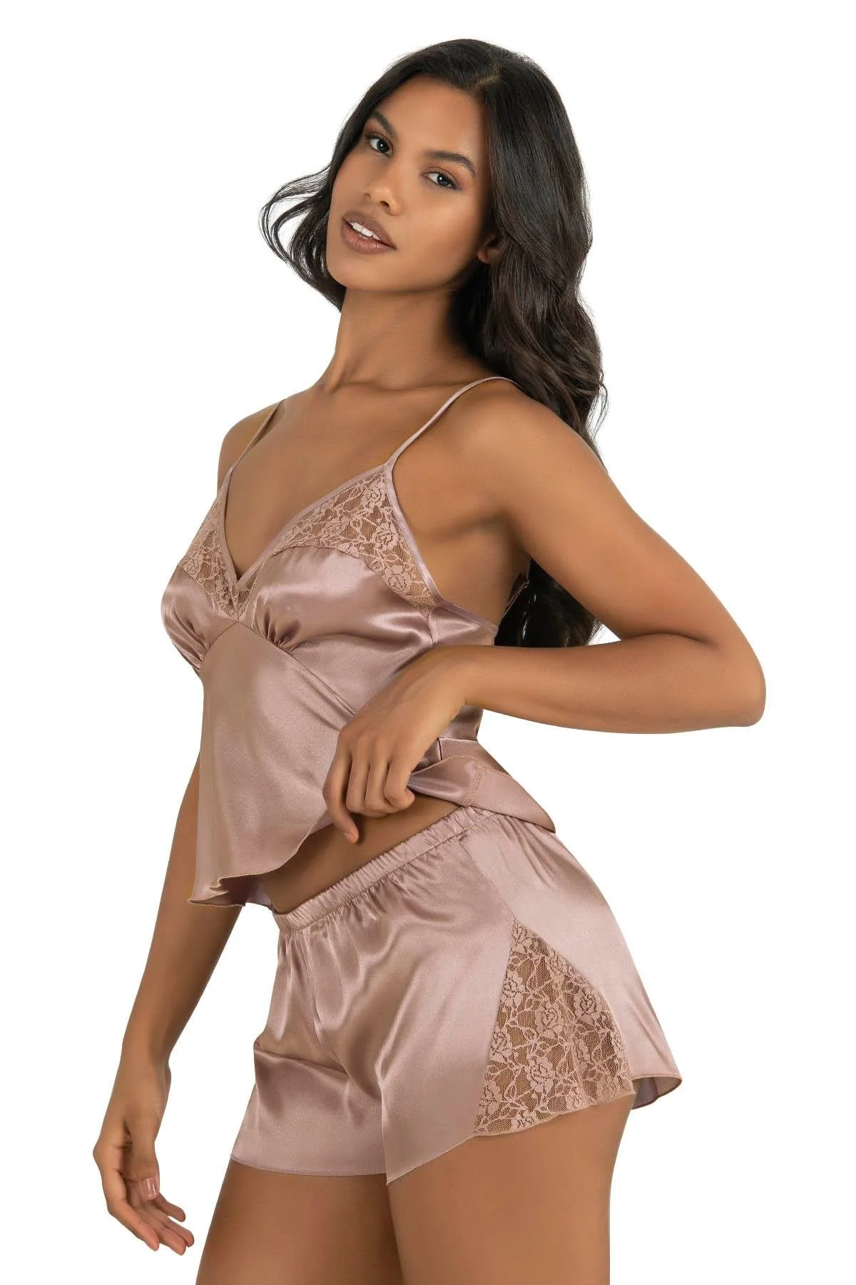 Ahu Primoda Vizon Saten Şort Takımı 9203 Şort Takım Toptan