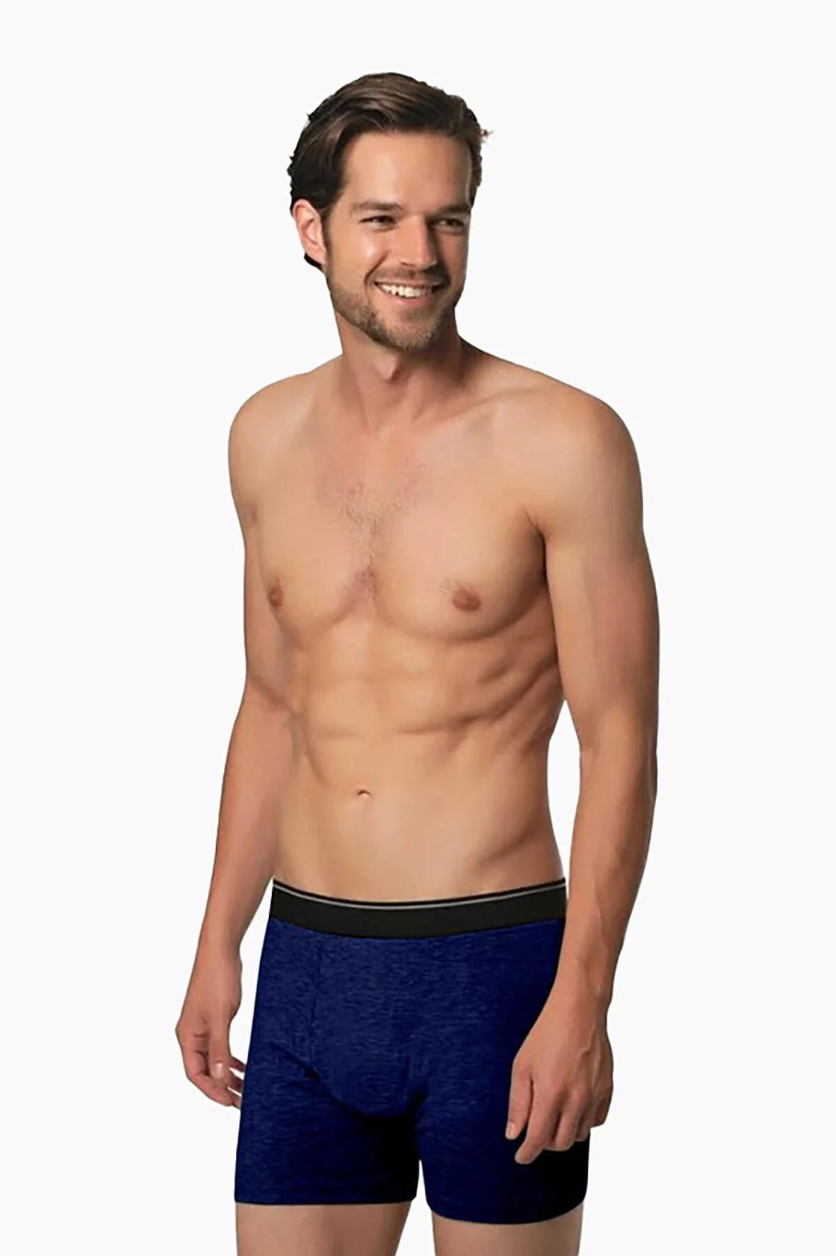 Nbb Marka Renkli 3'lü Boxer Short, gri tonlu erkek iç çamaşırı, siyah elastik detaylı, model ön görünümü