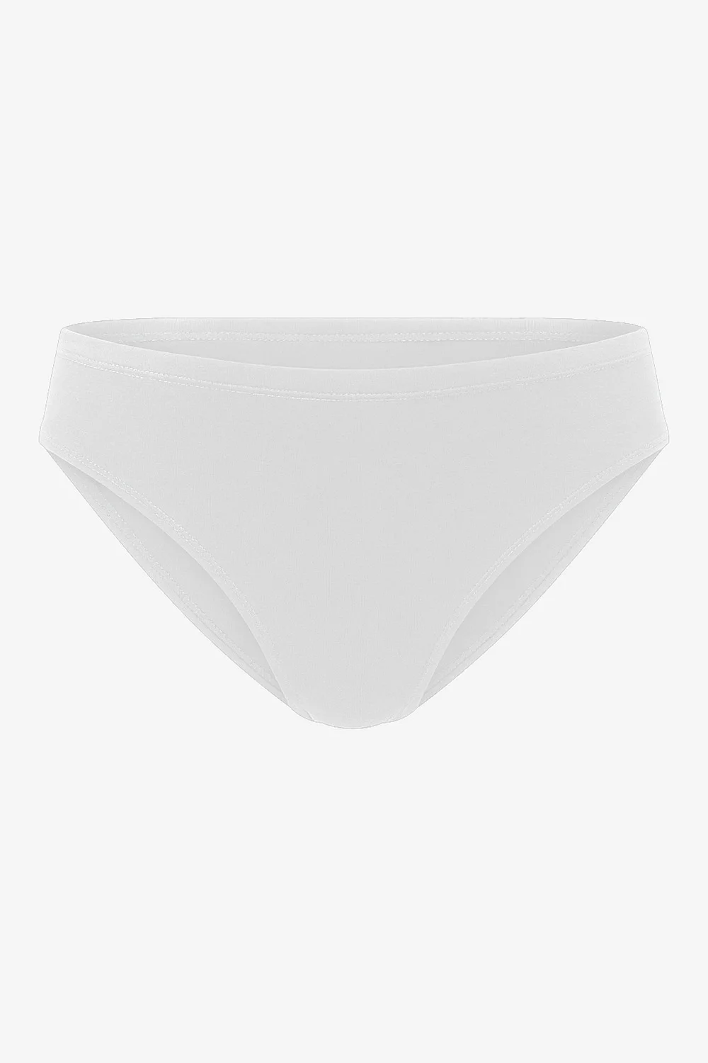 Beyaz ribon baskılı 2'li külot, kom markası kadın iç giyim, minimalist tasarım, üst ve yan görünüm