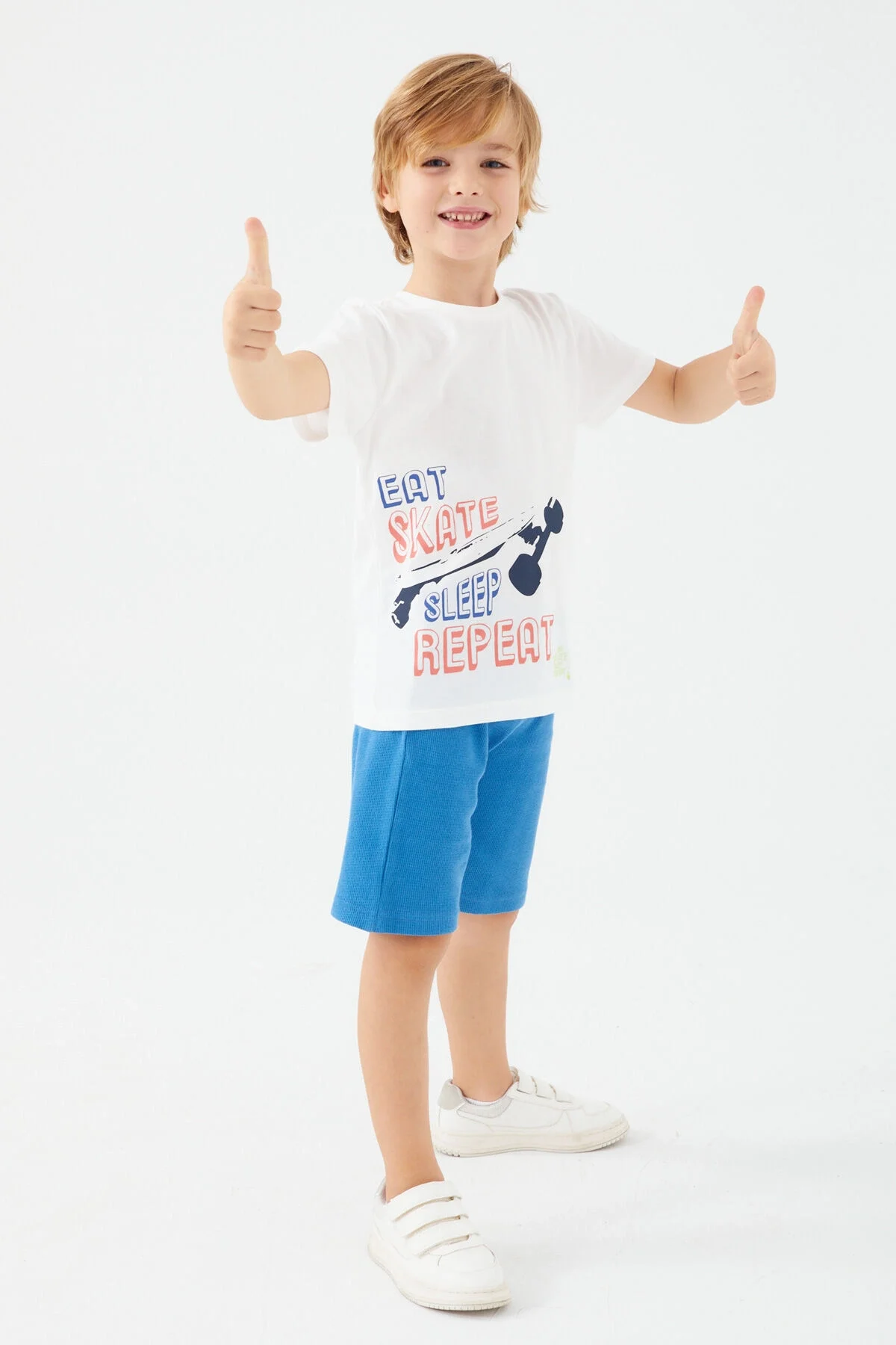 Arnetta Rolypoly Erkek Çocuk Beyaz Bermuda Takım Bermuda Takım Toptan