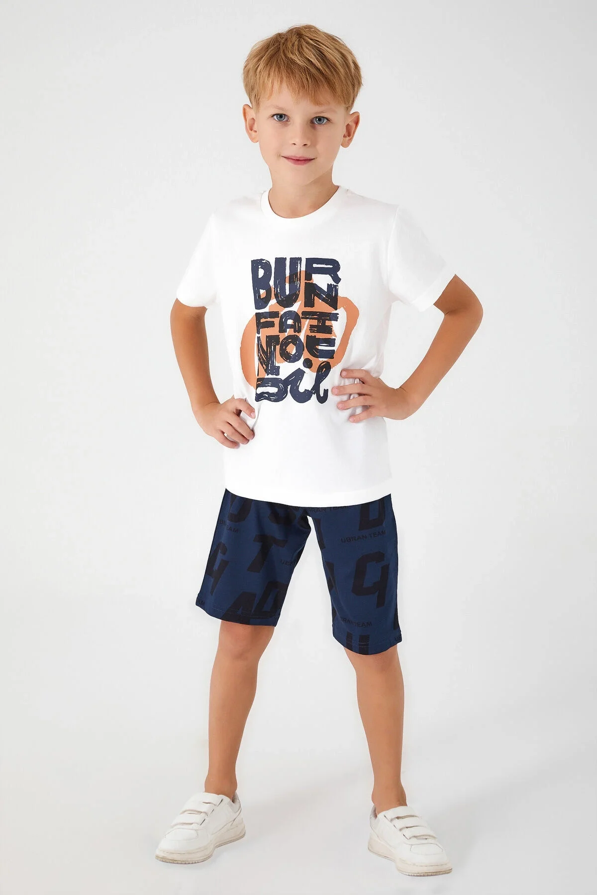 Arnetta Rolypoly Erkek Çocuk Beyaz Bermuda Takım Bermuda Takım Toptan