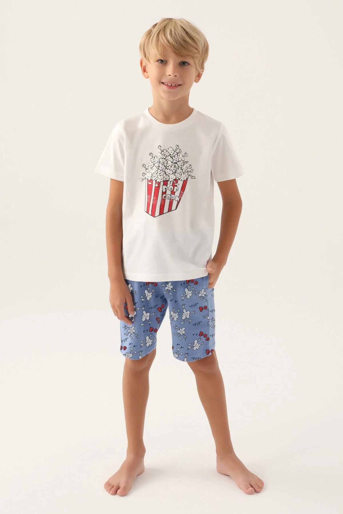 Arnetta Rolypoly Erkek Çocuk Beyaz Bermuda Takım Bermuda Takım Toptan