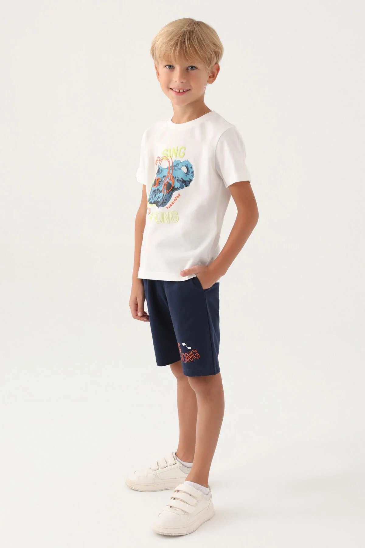 Arnetta Rolypoly Erkek Çocuk Beyaz Bermuda Takım Bermuda Takım Toptan