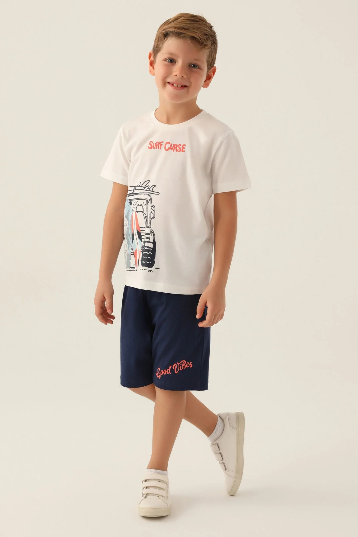 Arnetta Rolypoly Erkek Çocuk Beyaz Bermuda Takım Bermuda Takım Toptan