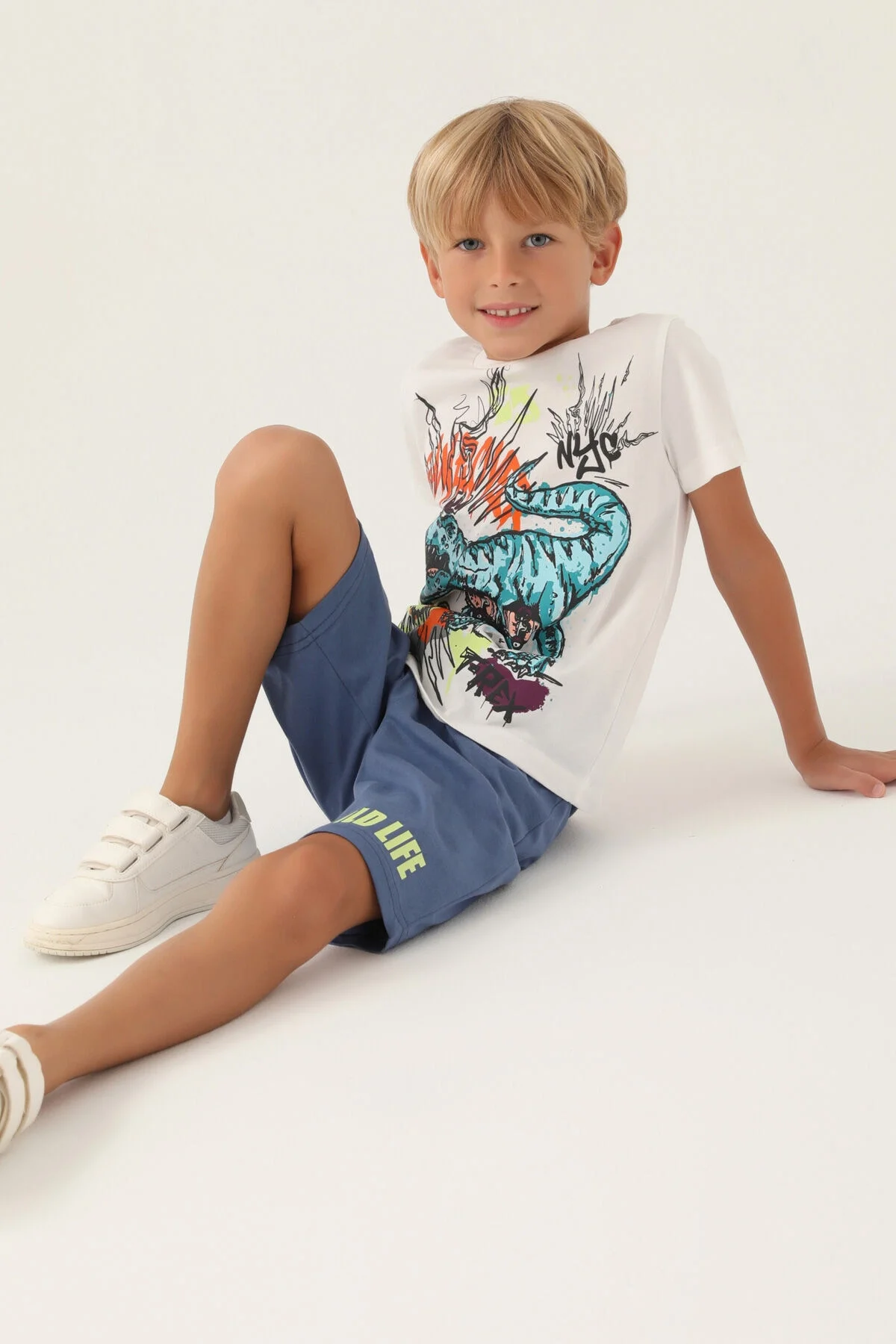 Arnetta Rolypoly Erkek Çocuk Beyaz Bermuda Takım Bermuda Takım Toptan