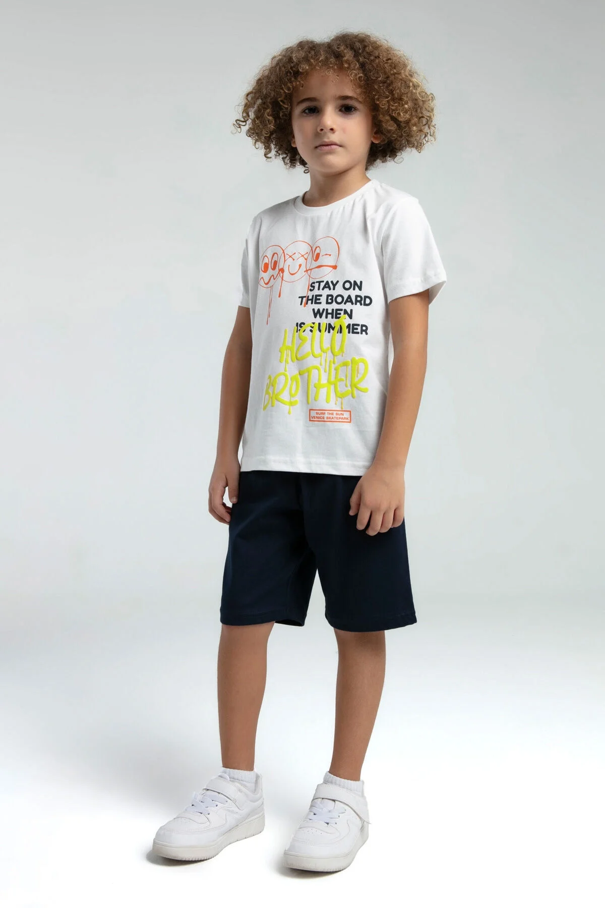 Arnetta Rolypoly Erkek Çocuk Beyaz Bermuda Takım Bermuda Takım Toptan