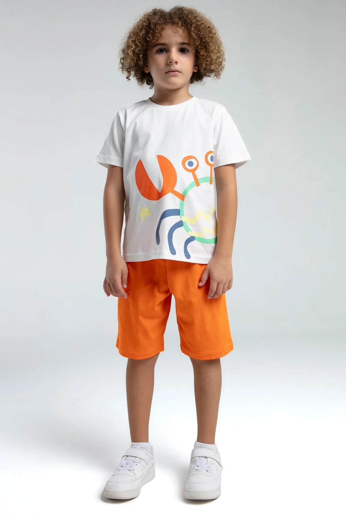 Arnetta Rolypoly Erkek Çocuk Beyaz Bermuda Takım Bermuda Takım Toptan