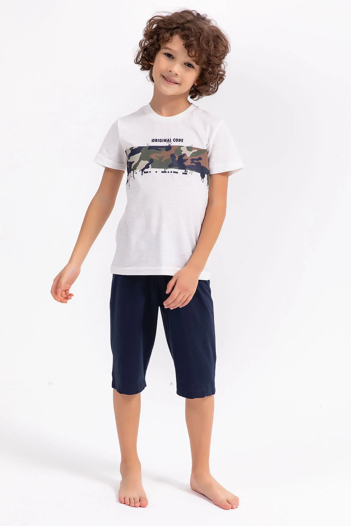 Arnetta Rolypoly Erkek Çocuk Beyaz Kapri Takım Kapri Takım Toptan