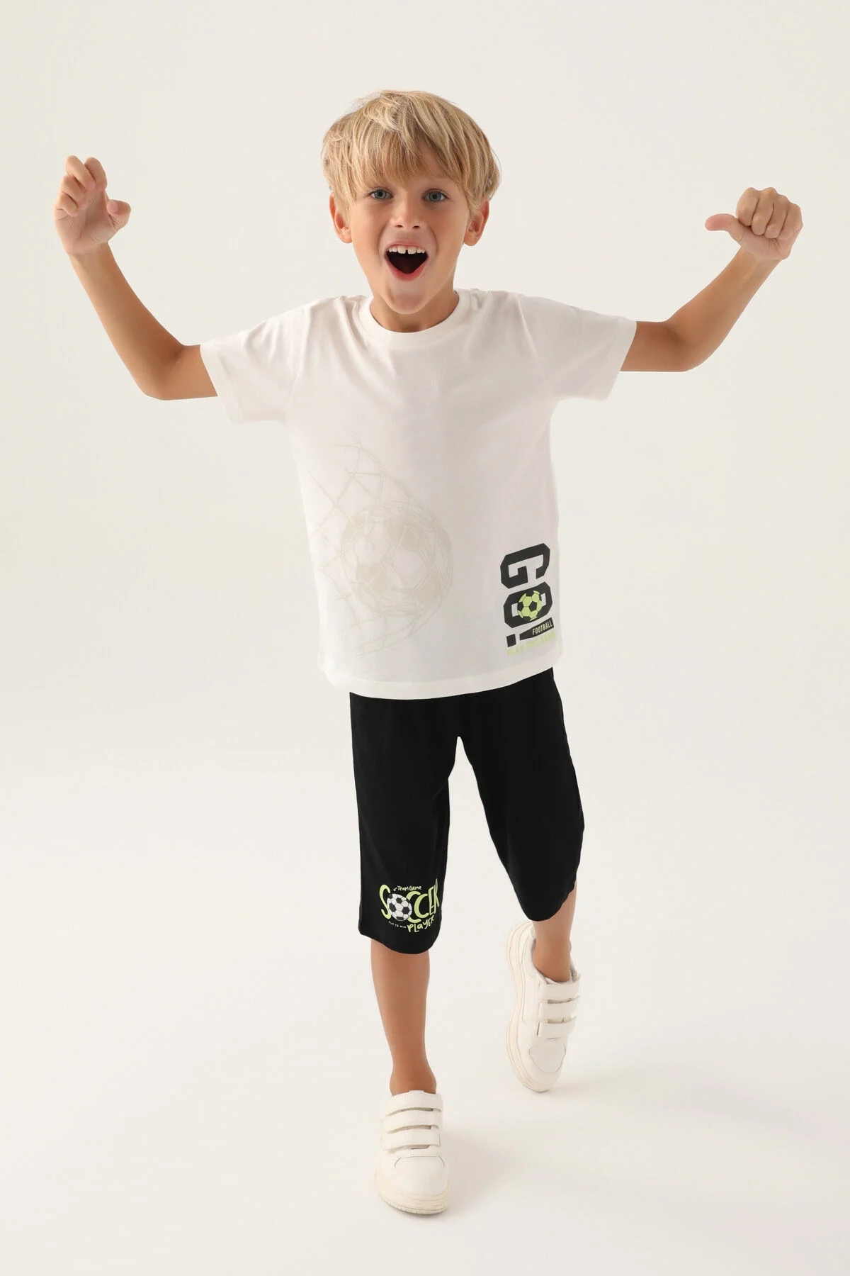 Arnetta Rolypoly Erkek Çocuk Beyaz Kapri Takım Kapri Takım Toptan