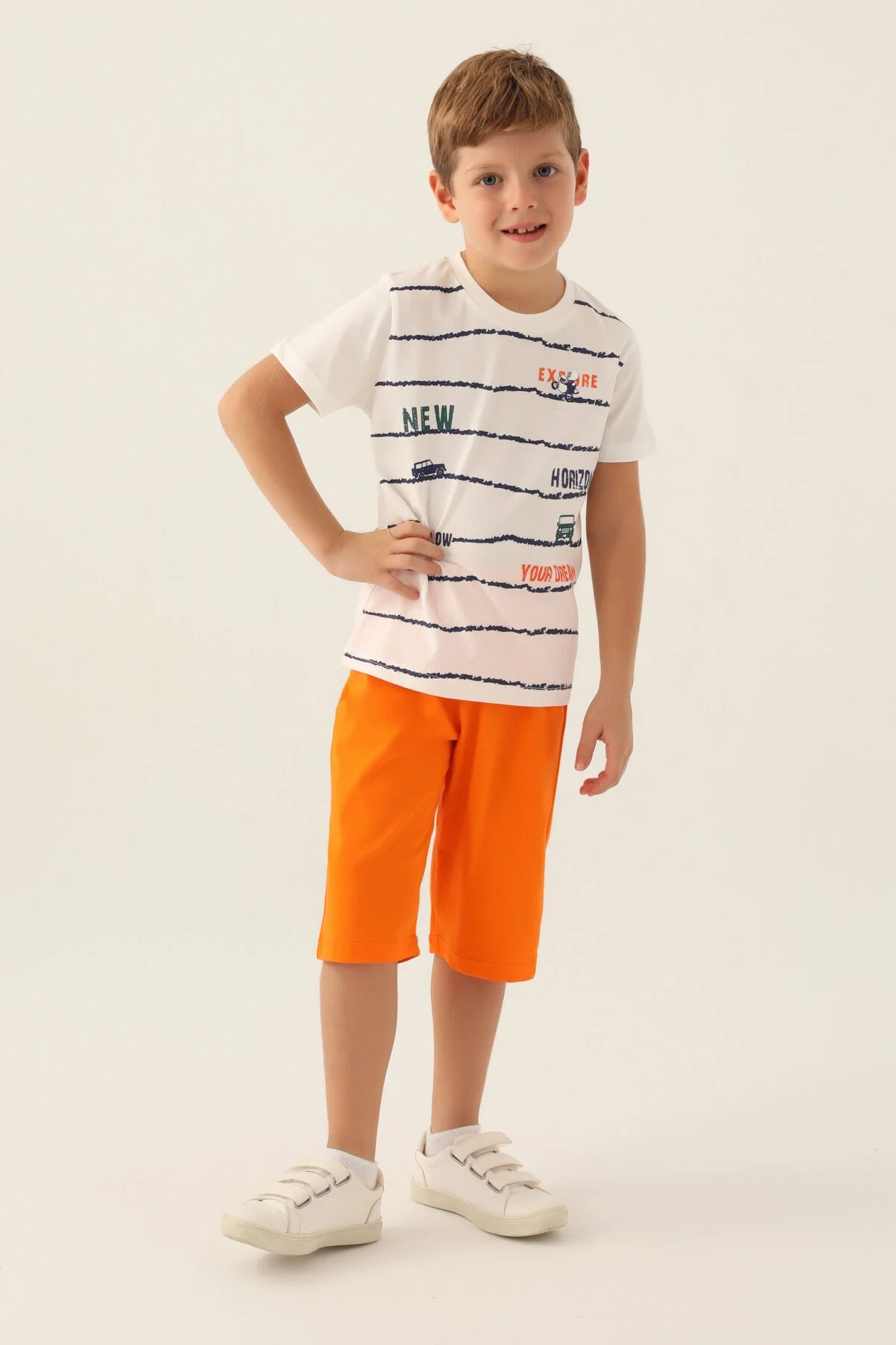 Arnetta Rolypoly Erkek Çocuk Beyaz Kapri Takım Kapri Takım Toptan