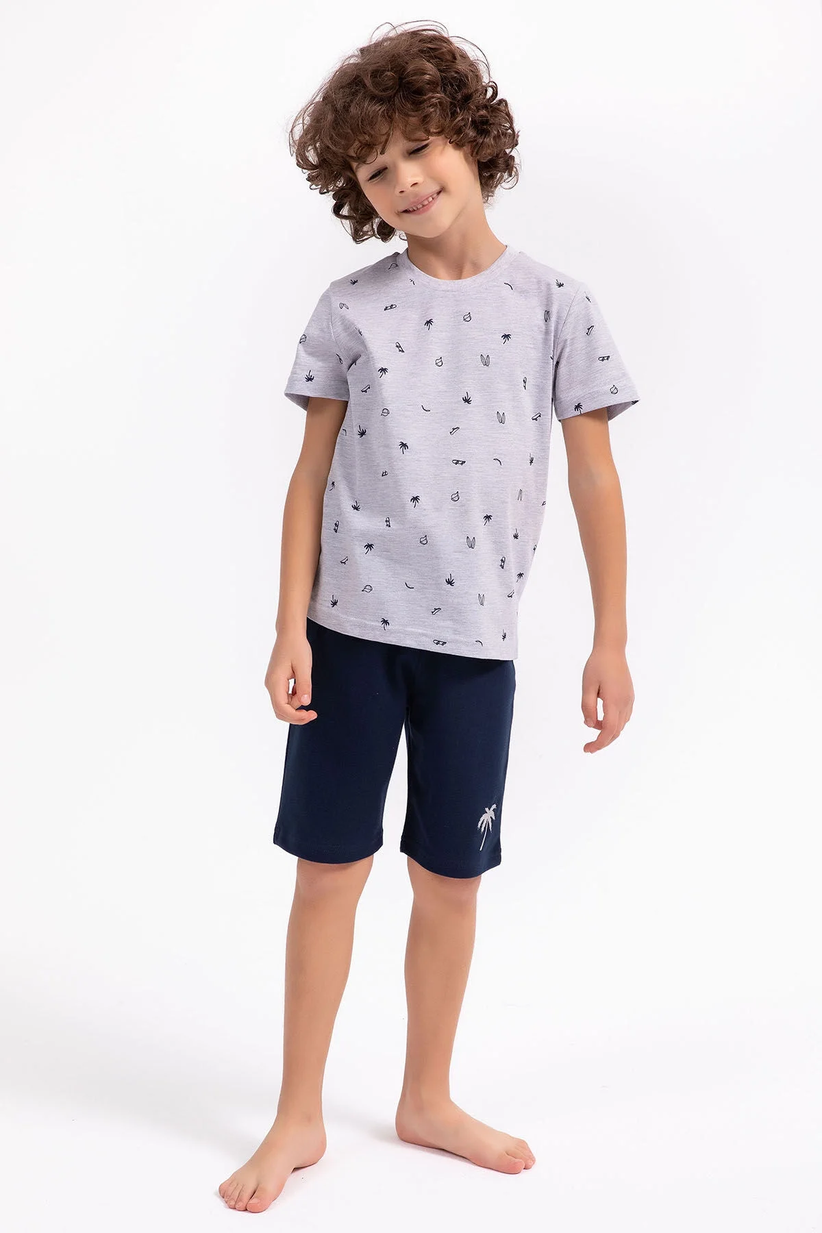 Arnetta Rolypoly Erkek Çocuk Gri Bermuda Takım Bermuda Takım Toptan