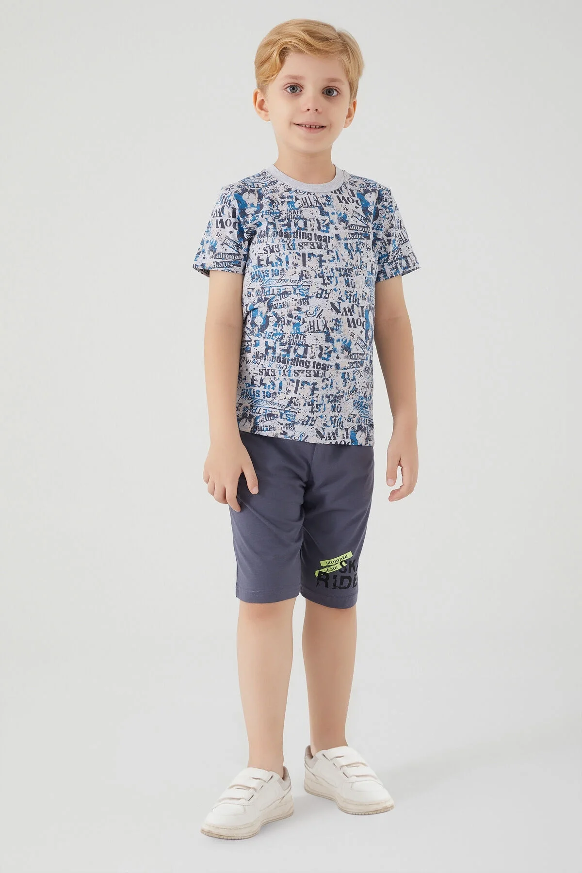 Arnetta Rolypoly Erkek Çocuk Gri Bermuda Takım Bermuda Takım Toptan