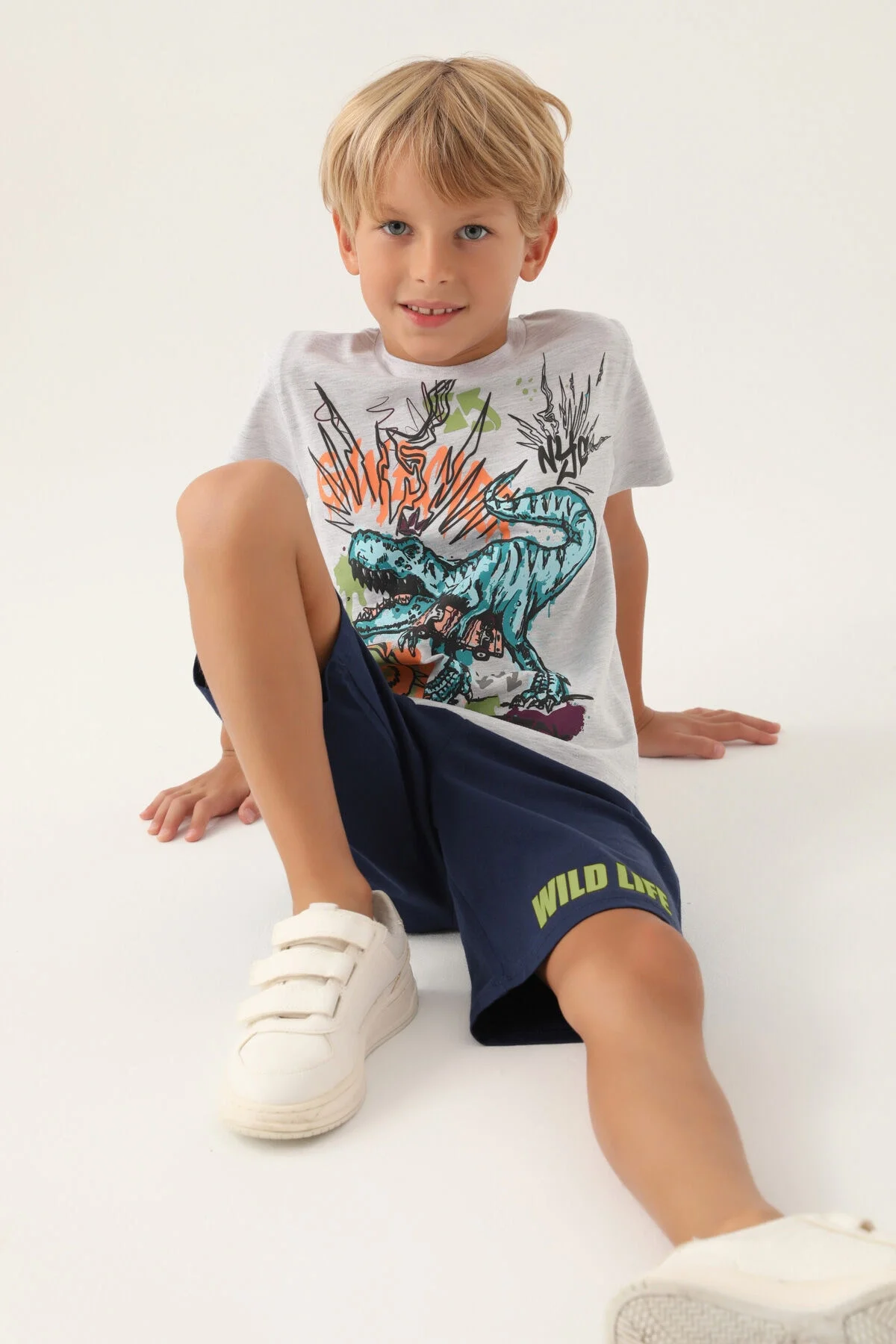 Arnetta Rolypoly Erkek Çocuk Gri Bermuda Takım Bermuda Takım Toptan