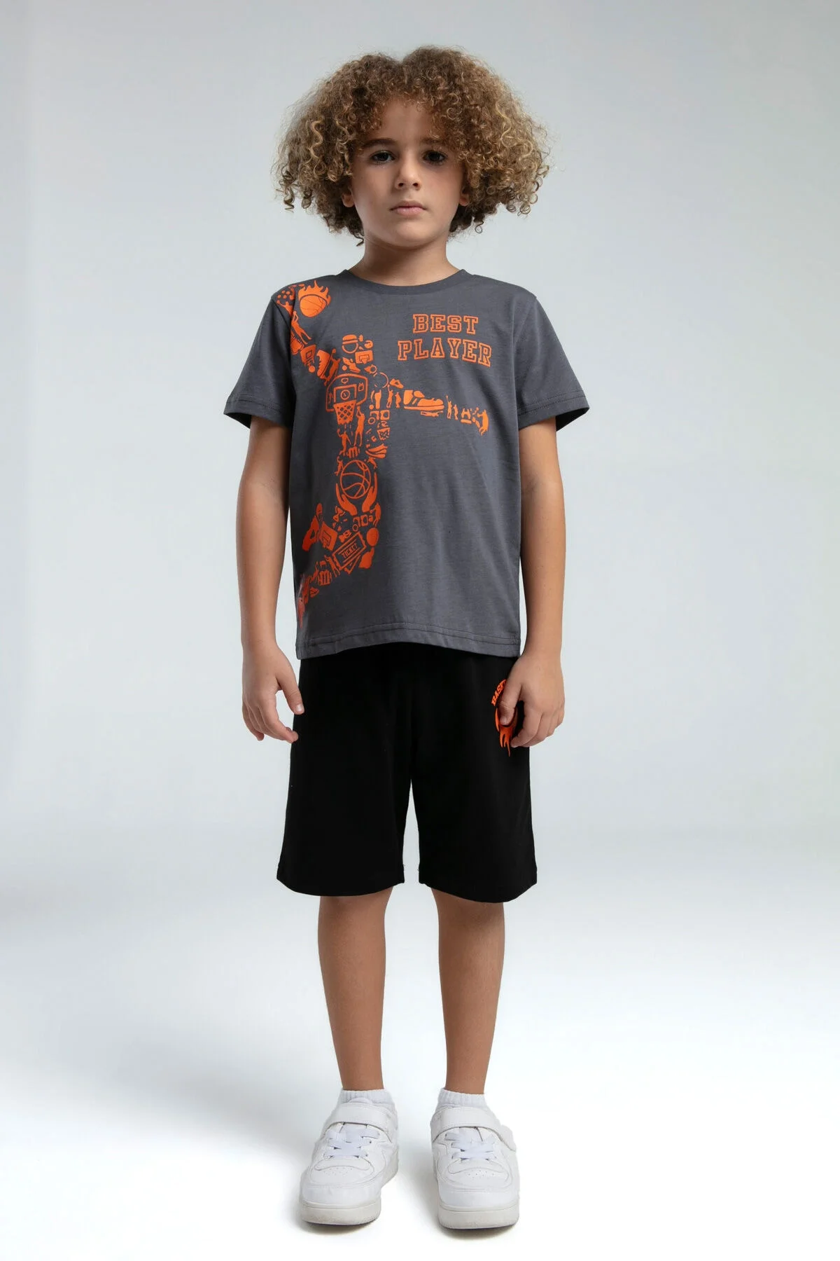 Arnetta Rolypoly Erkek Çocuk Gri Bermuda Takım Bermuda Takım Toptan