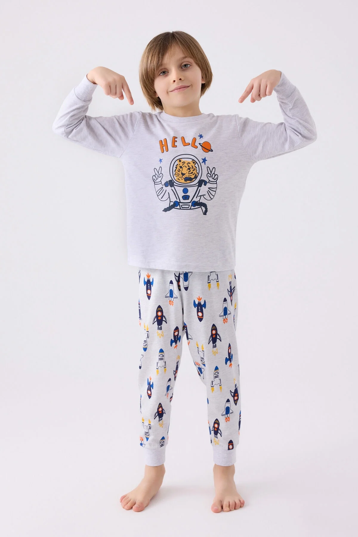 Arnetta Rolypoly Erkek Çocuk Gri Pijama Takımı Pijama Takımı Toptan