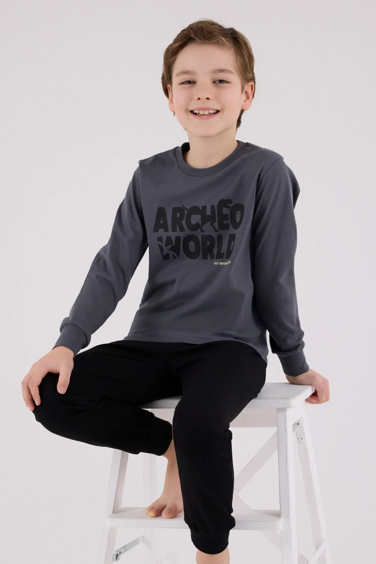 Arnetta Rolypoly Erkek Çocuk Gri Pijama Takımı Pijama Takımı Toptan