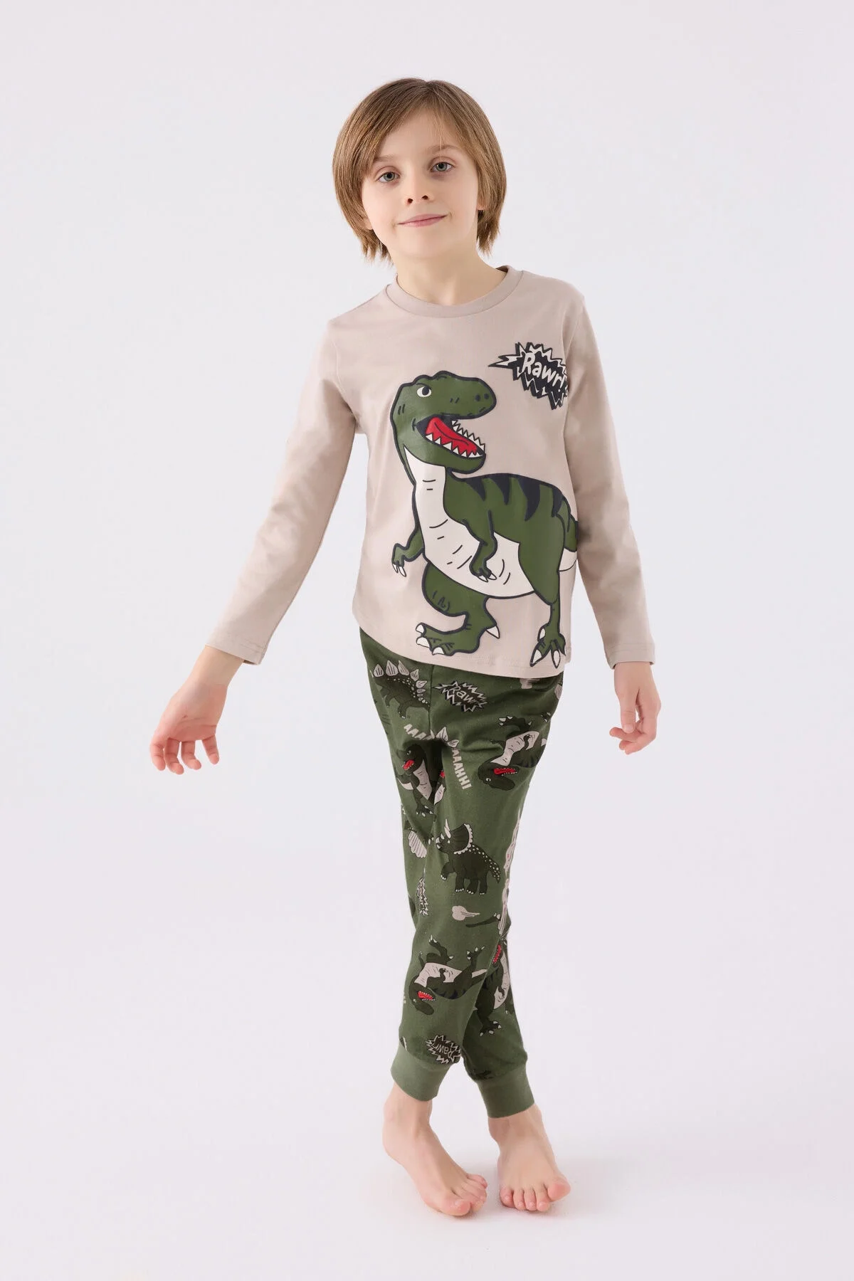 Arnetta Rolypoly Erkek Çocuk Haki Pijama Takımı Pijama Takımı Toptan