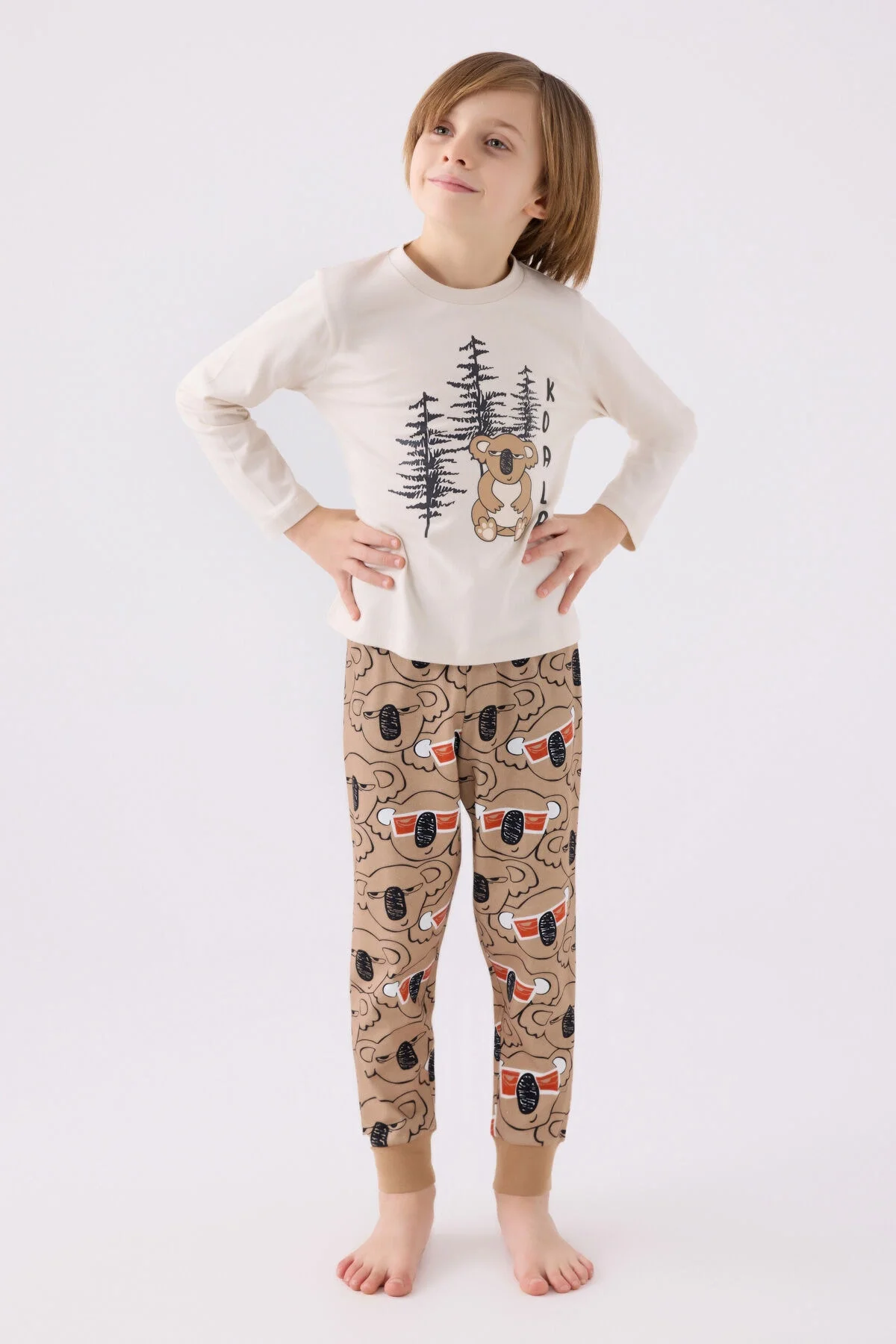 Arnetta Rolypoly Erkek Çocuk Kahverengi Pijama Takımı Pijama Takımı Toptan