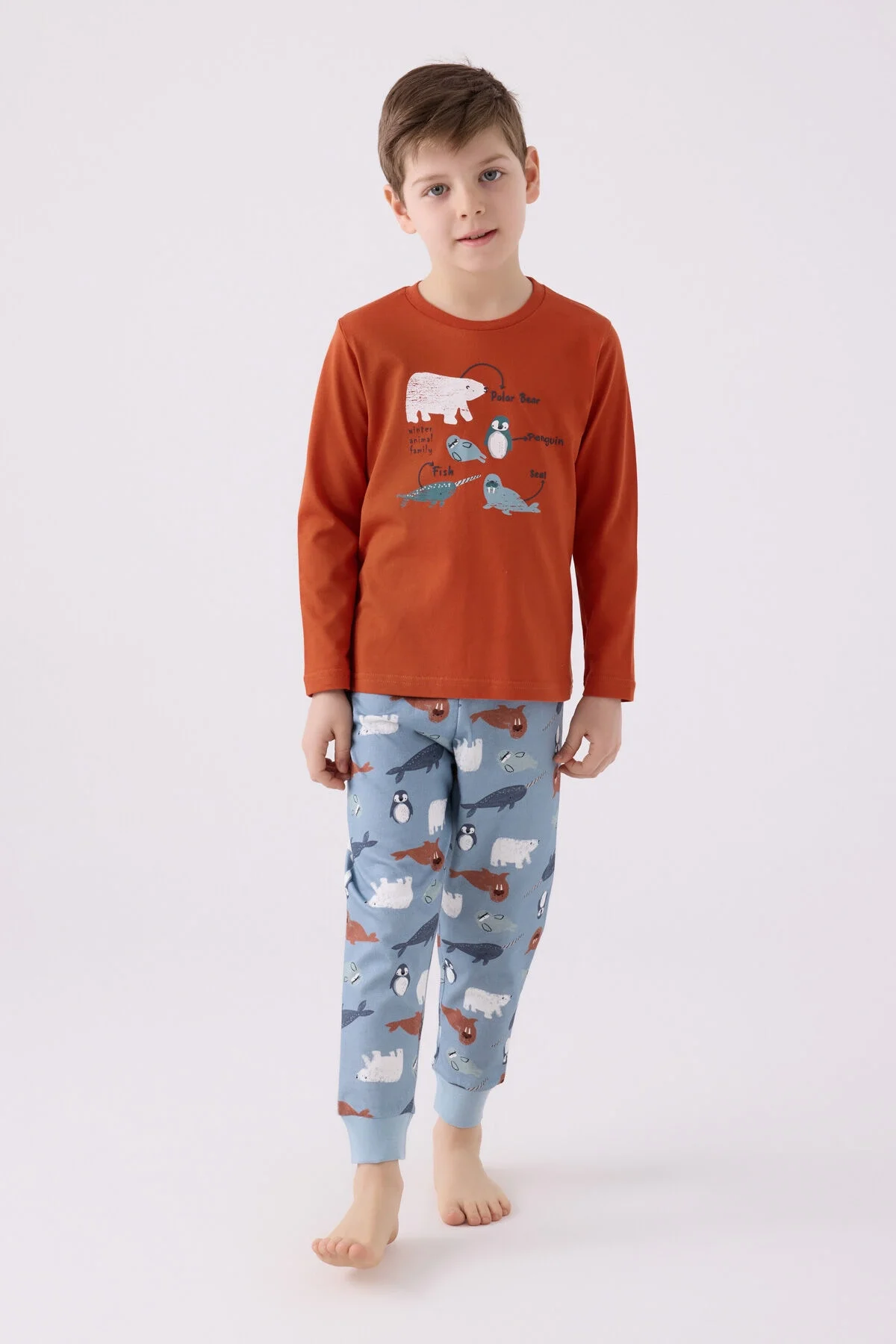 Arnetta Rolypoly Erkek Çocuk Kahverengi Pijama Takımı Pijama Takımı Toptan