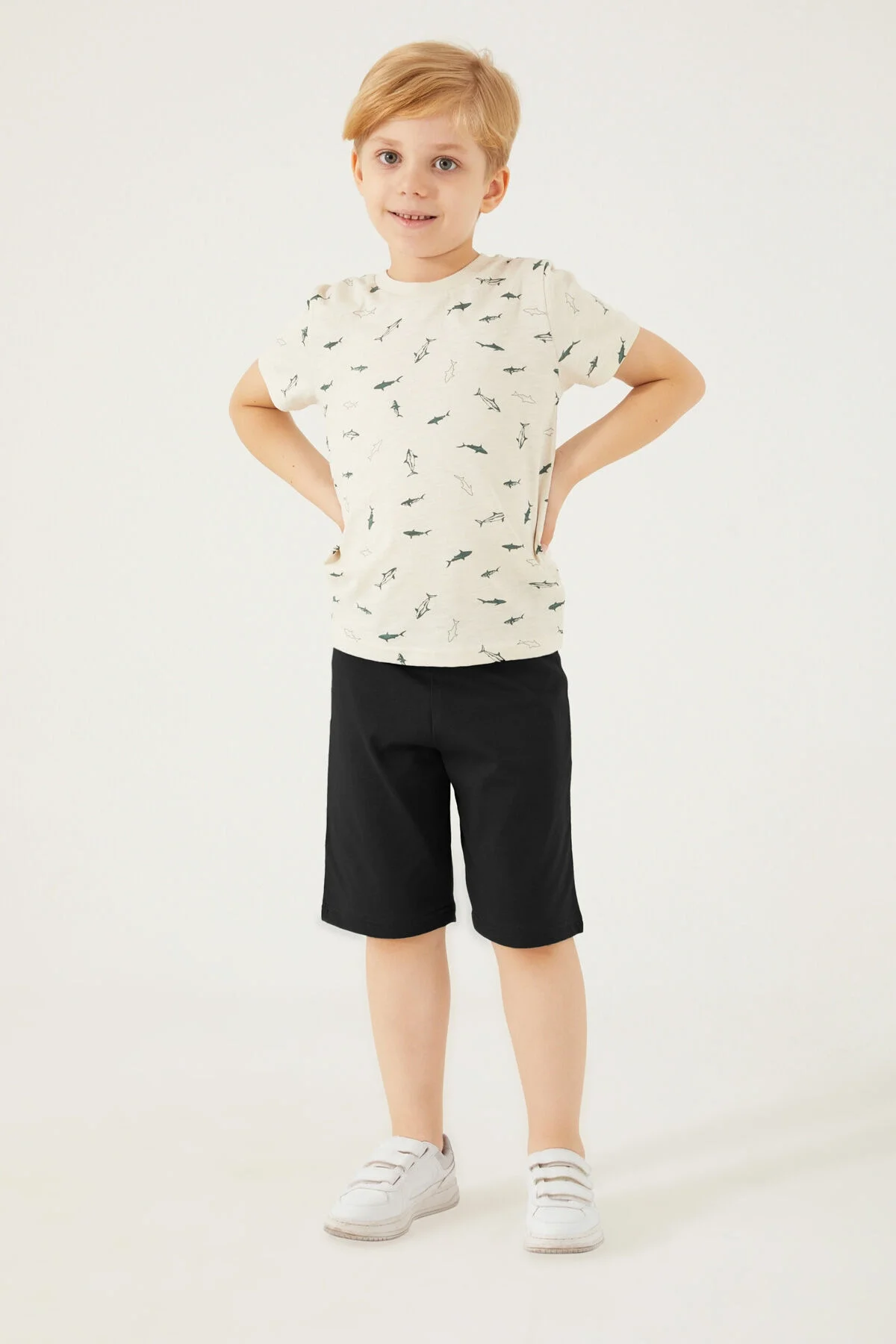 Arnetta Rolypoly Erkek Çocuk Krem Bermuda Takım Bermuda Takım Toptan