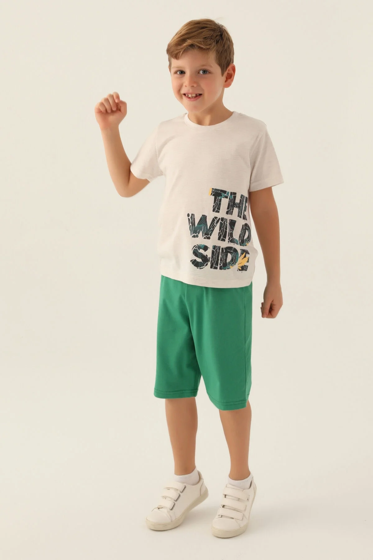 Arnetta Rolypoly Erkek Çocuk Krem Bermuda Takım Bermuda Takım Toptan