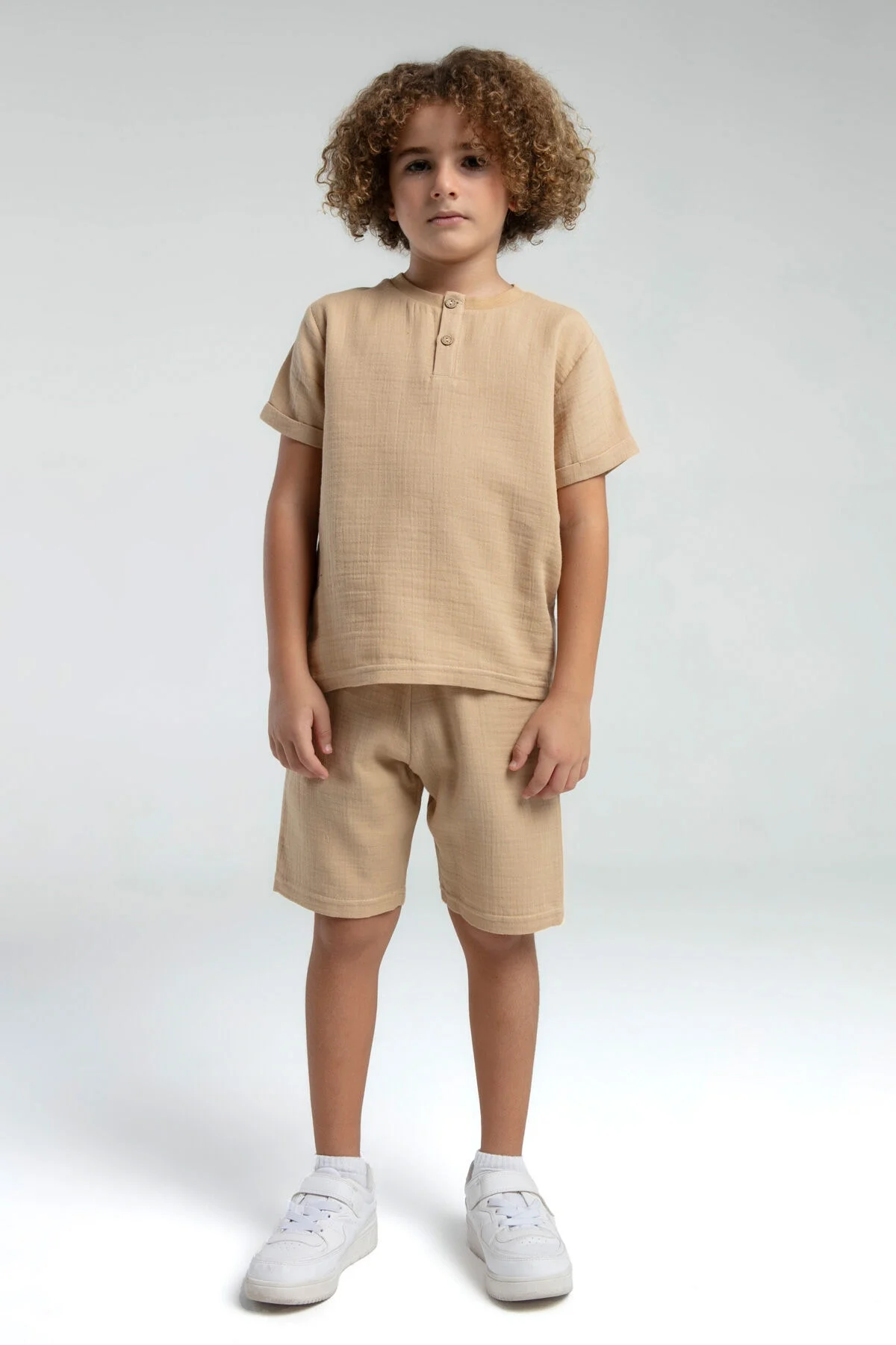 Arnetta Rolypoly Erkek Çocuk Krem Bermuda Takım Bermuda Takım Toptan