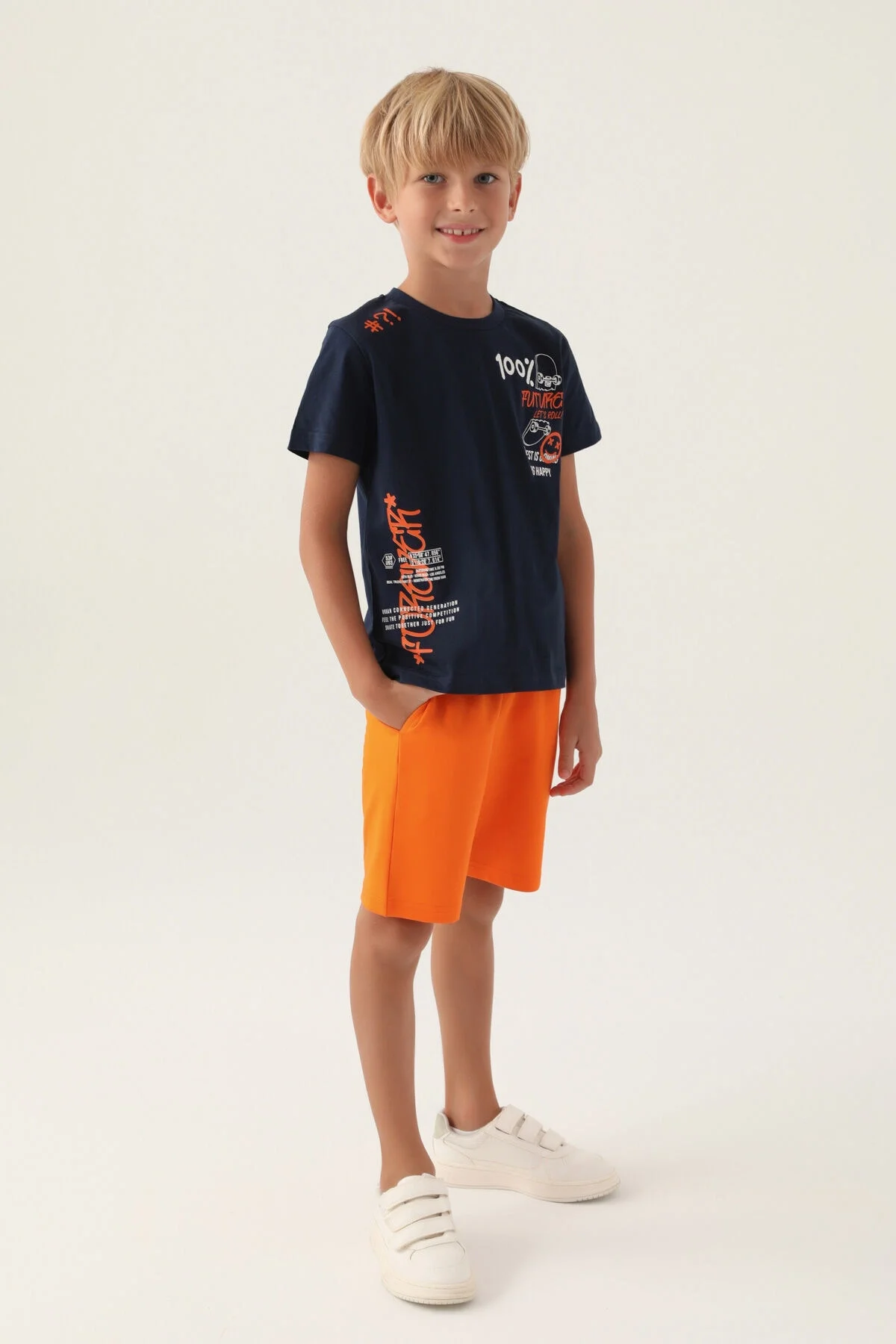 Arnetta Rolypoly Erkek Çocuk Lacivert Bermuda Takım Bermuda Takım Toptan