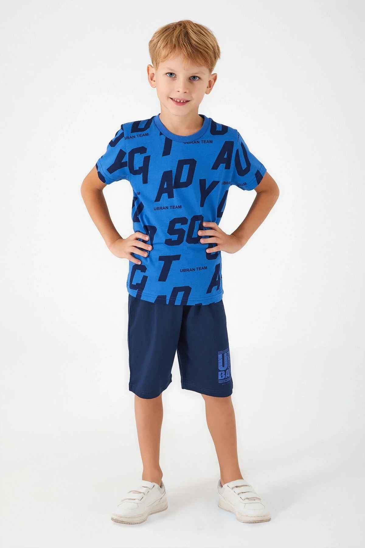 Arnetta Rolypoly Erkek Çocuk Mavi Bermuda Takım Bermuda Takım Toptan