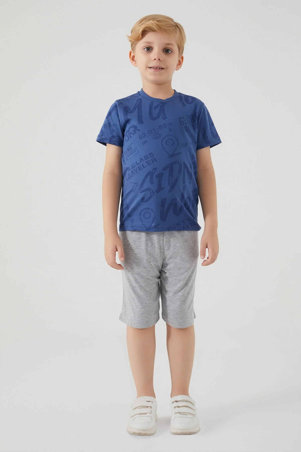 Arnetta Rolypoly Erkek Çocuk Mavi Bermuda Takım Bermuda Takım Toptan