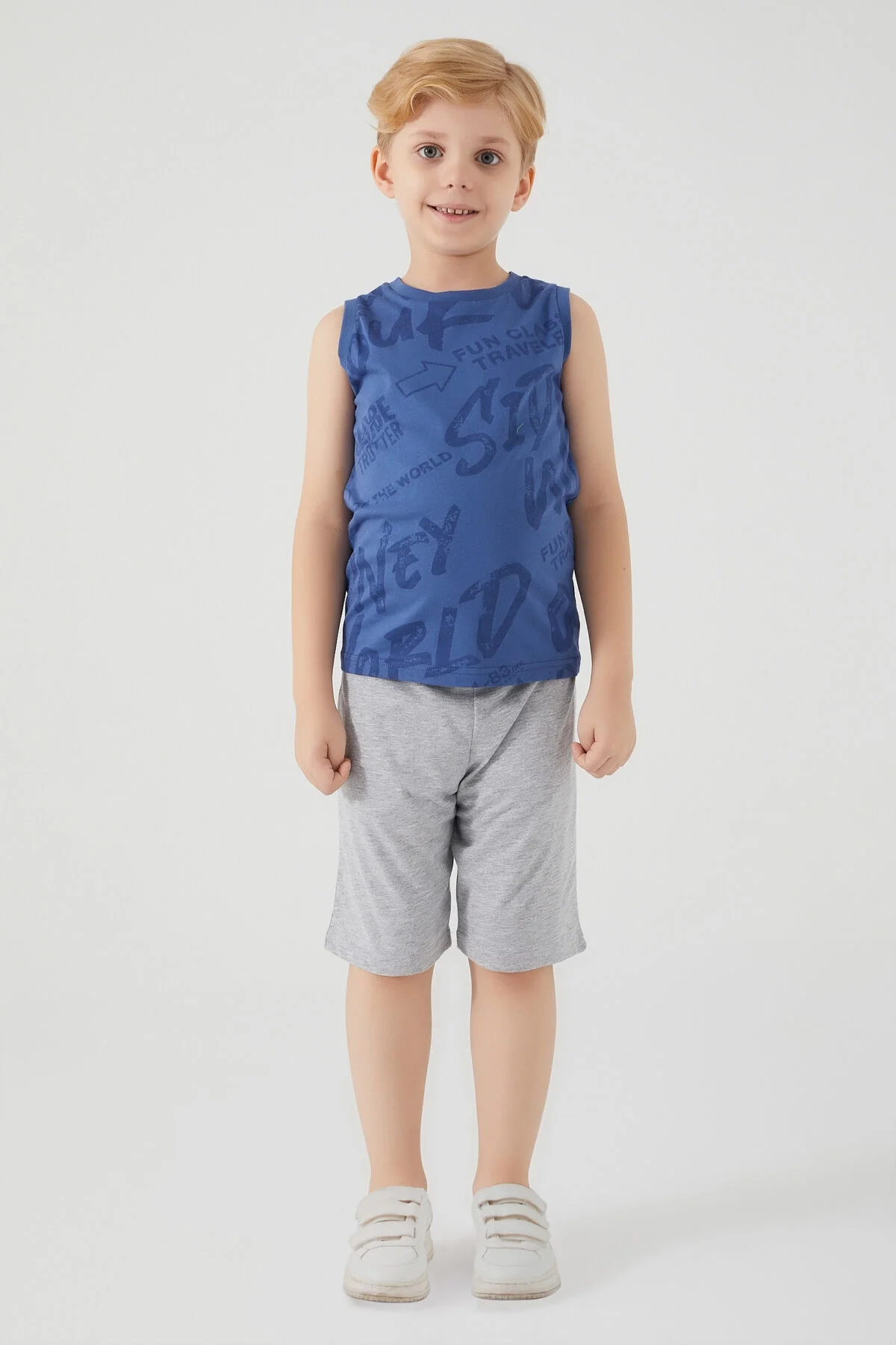 Arnetta Rolypoly Erkek Çocuk Mavi Bermuda Takım Bermuda Takım Toptan