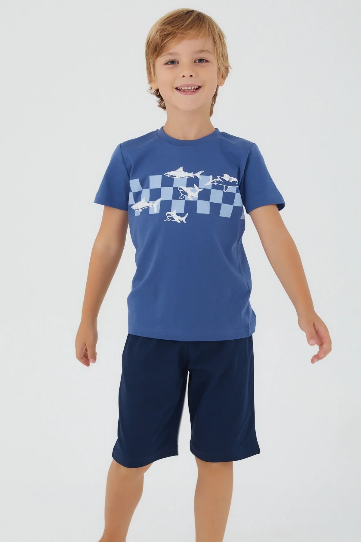 Arnetta Rolypoly Erkek Çocuk Mavi Bermuda Takım Bermuda Takım Toptan