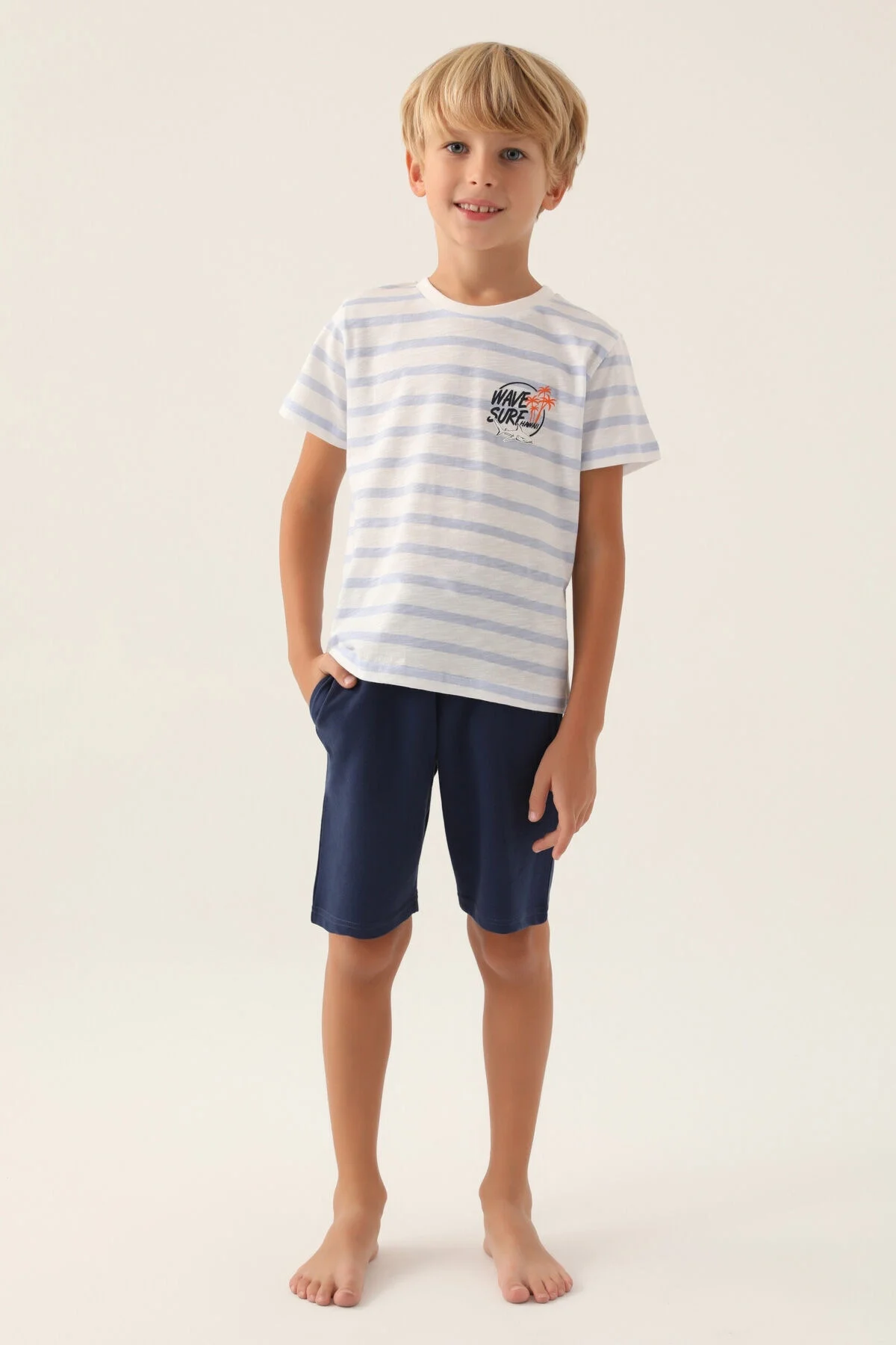 Arnetta Rolypoly Erkek Çocuk Mavi Bermuda Takım Bermuda Takım Toptan