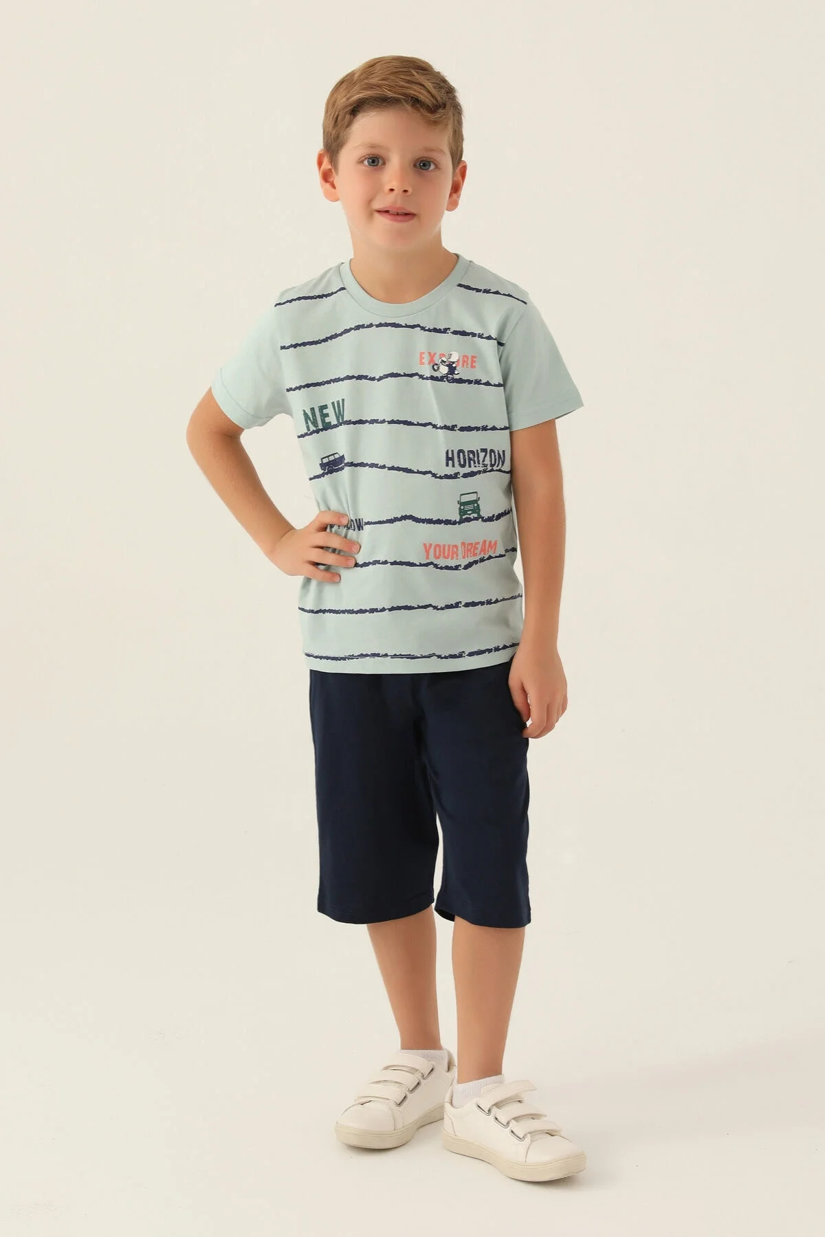 Arnetta Rolypoly Erkek Çocuk Mavi Kapri Takım Kapri Takım Toptan