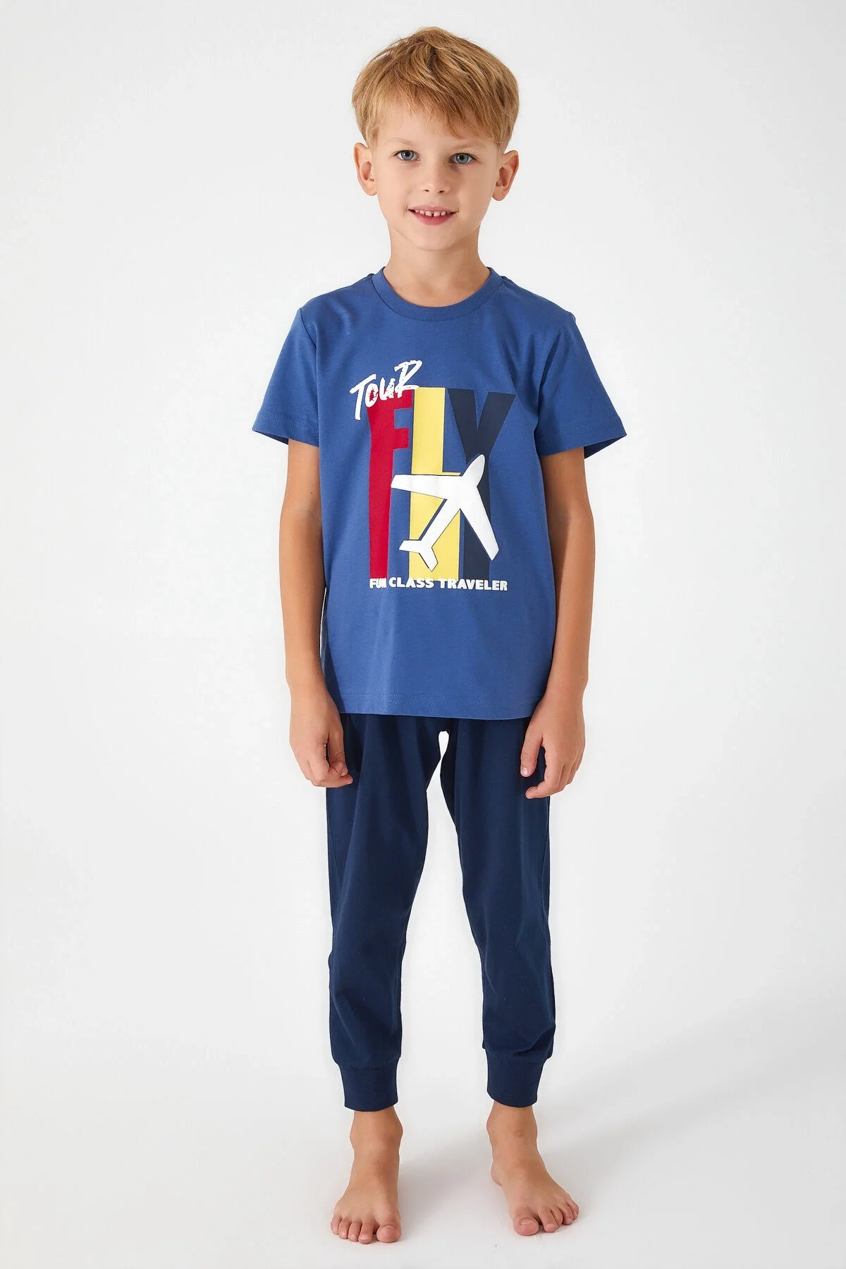 Arnetta Rolypoly Erkek Çocuk Mavi Pijama Takımı Pijama Takımı Toptan
