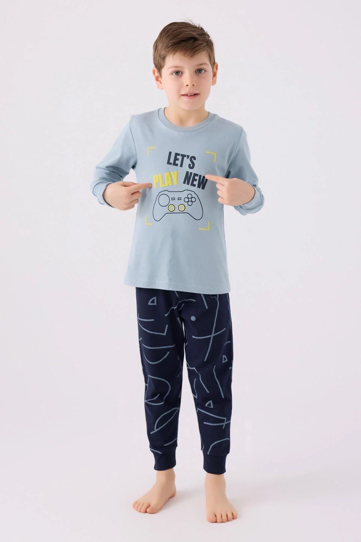 Arnetta Rolypoly Erkek Çocuk Mavi Pijama Takımı Pijama Takımı Toptan